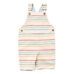 Rainbow striped overall shorts