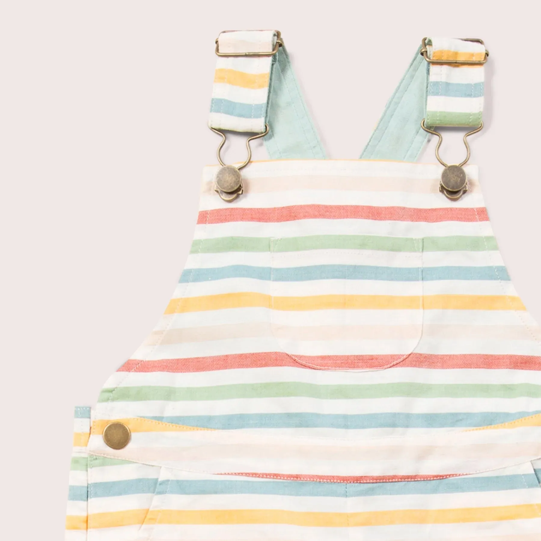 Rainbow striped overall shorts