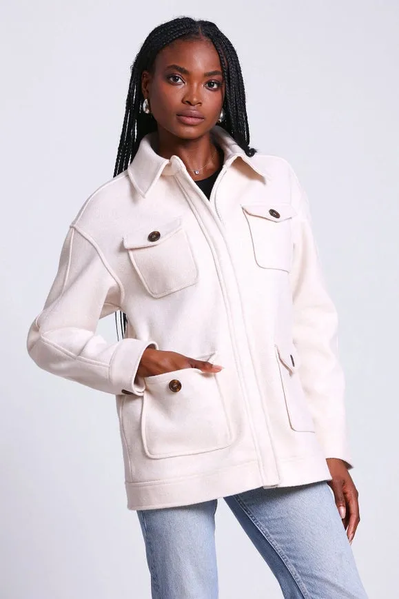 Relaxed Utility Shacket Ivory