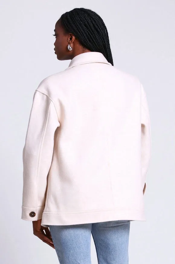 Relaxed Utility Shacket Ivory