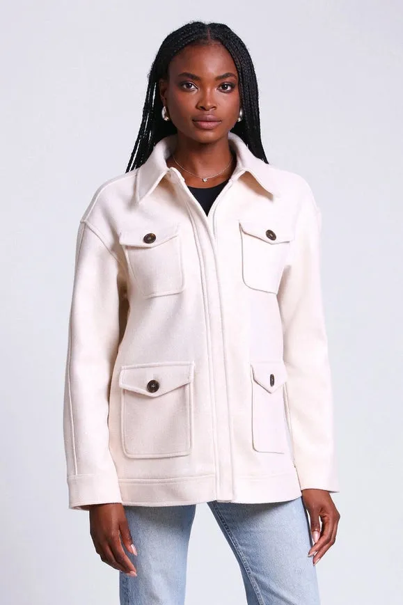 Relaxed Utility Shacket Ivory