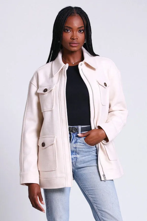 Relaxed Utility Shacket Ivory