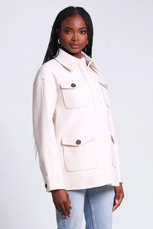 Relaxed Utility Shacket Ivory