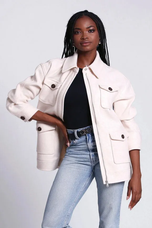Relaxed Utility Shacket Ivory
