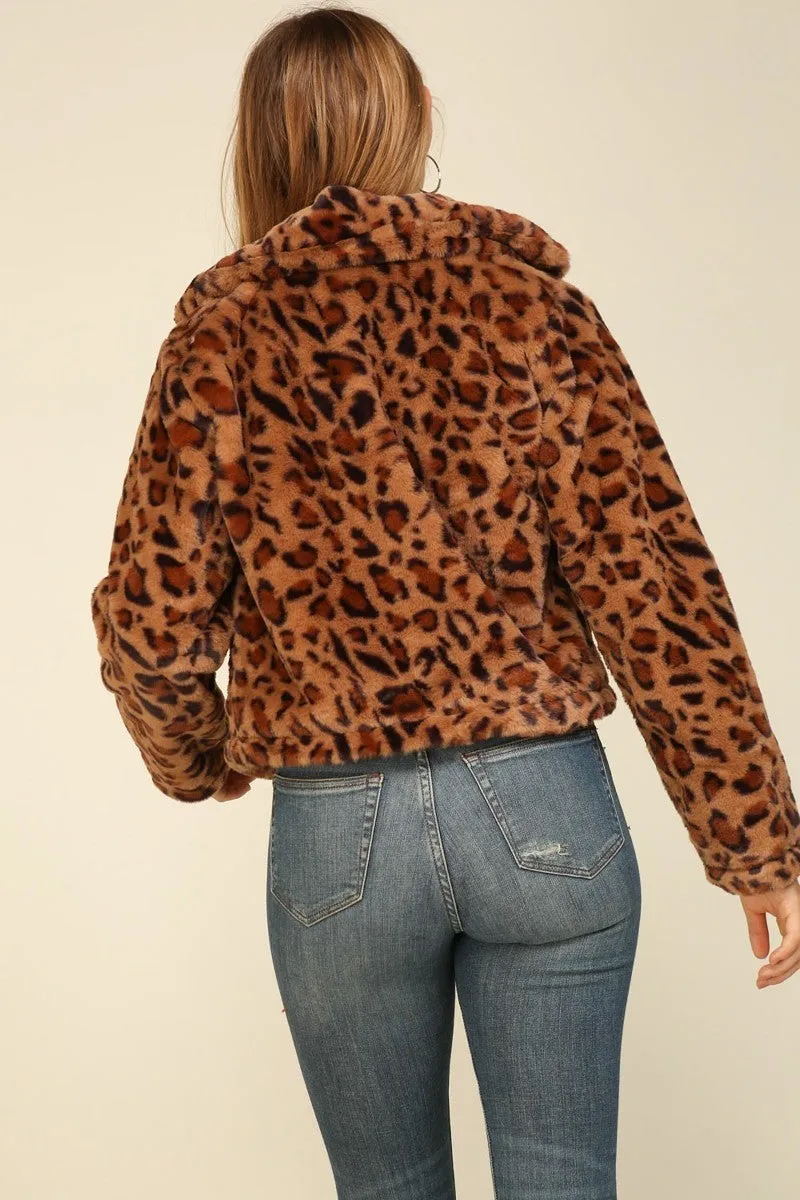 Rene Leopard Faux Fur Jacket