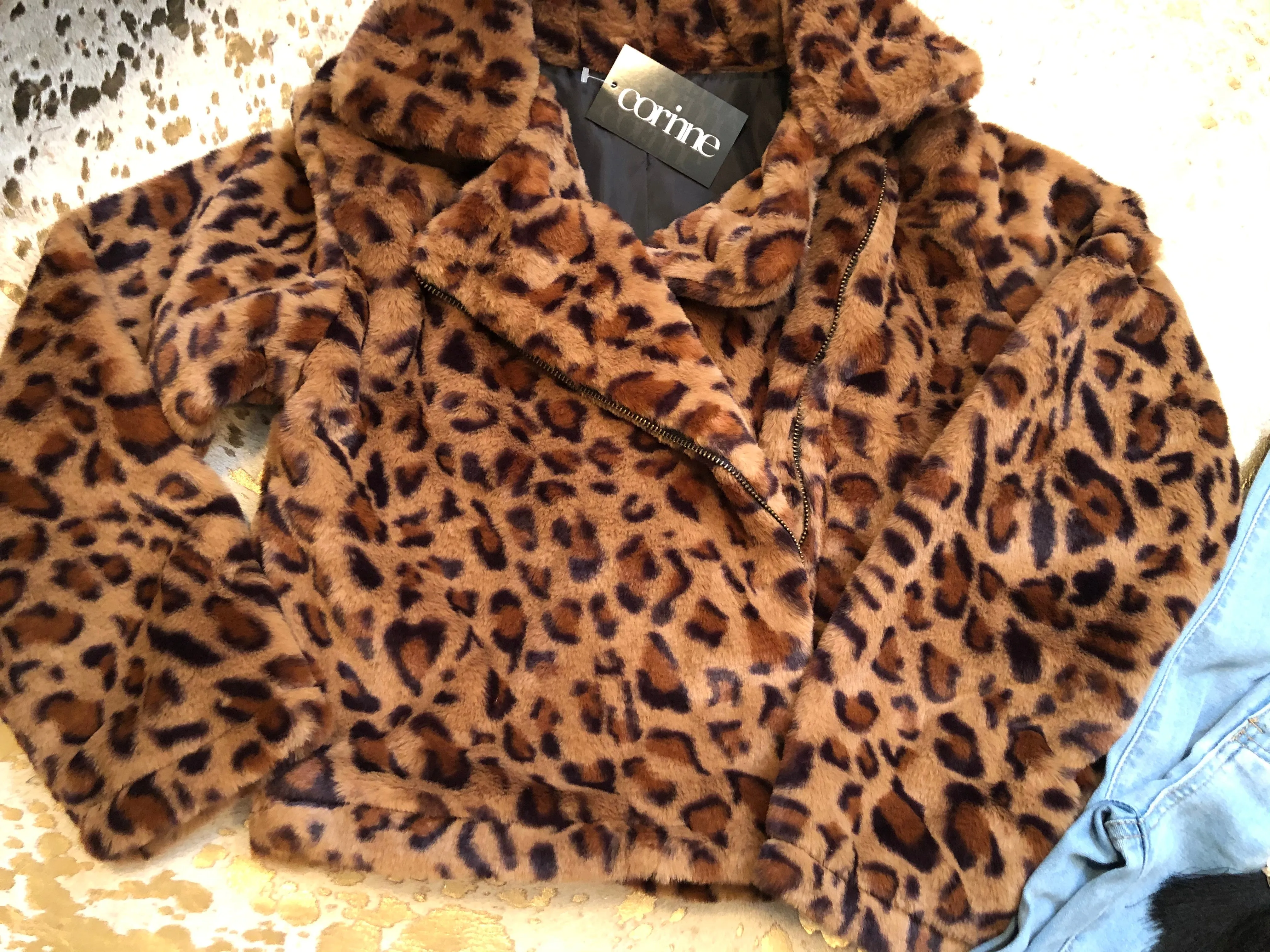 Rene Leopard Faux Fur Jacket