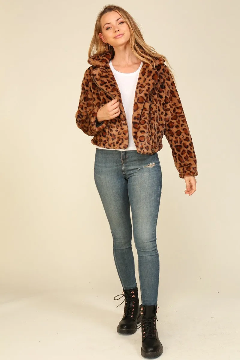 Rene Leopard Faux Fur Jacket