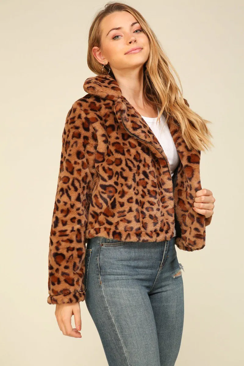 Rene Leopard Faux Fur Jacket
