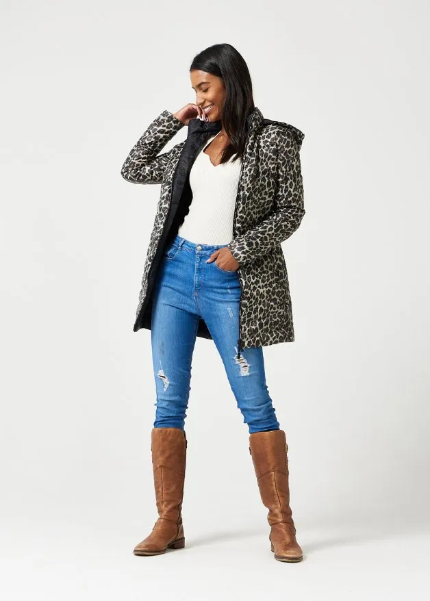 Reversible Classic Leopard Duck Down Puffer Coat