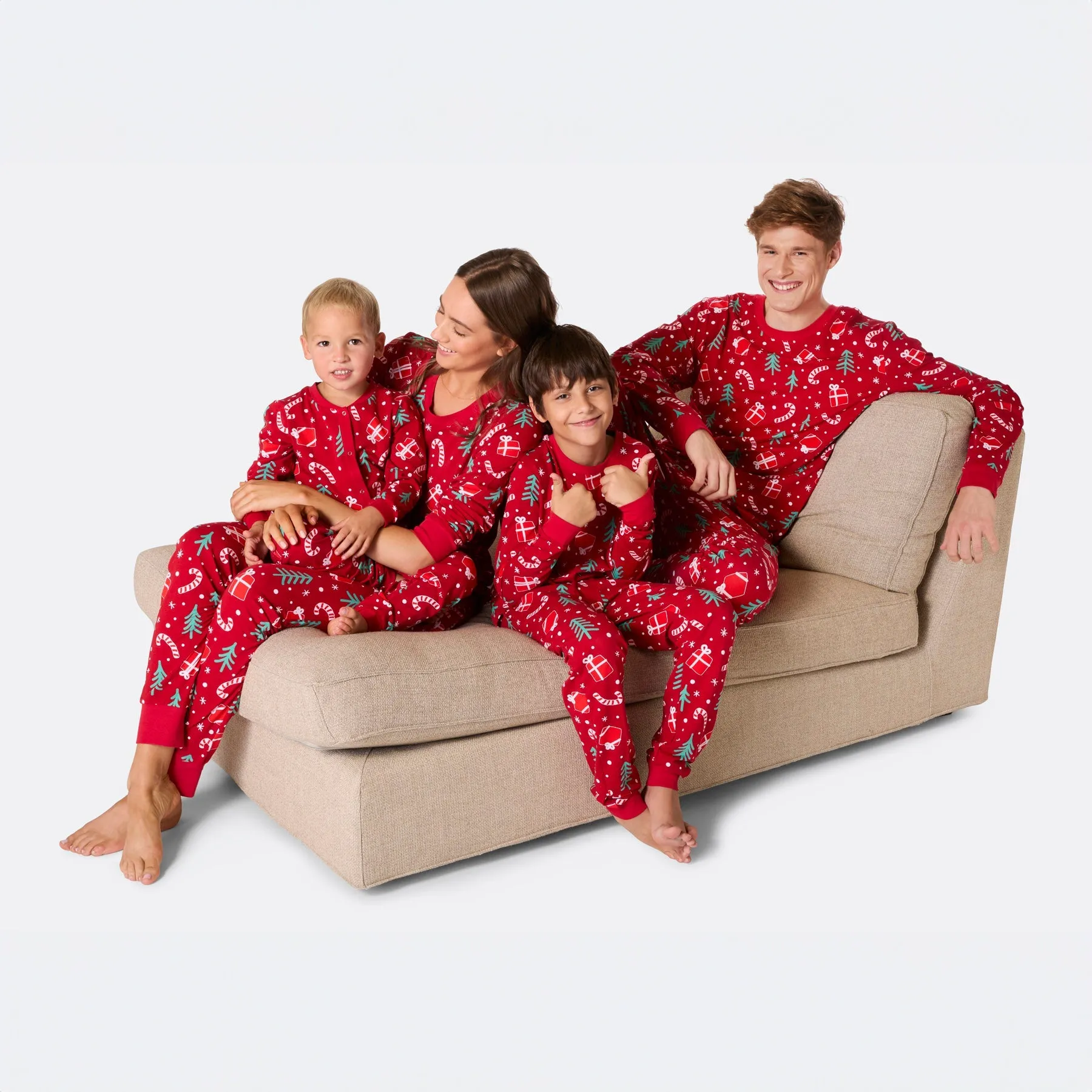 Rotes Weihnachtsmuster Overall Weihnachtspyjama Kinder