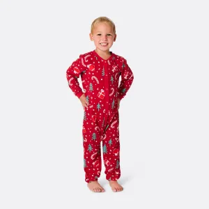 Rotes Weihnachtsmuster Overall Weihnachtspyjama Kinder