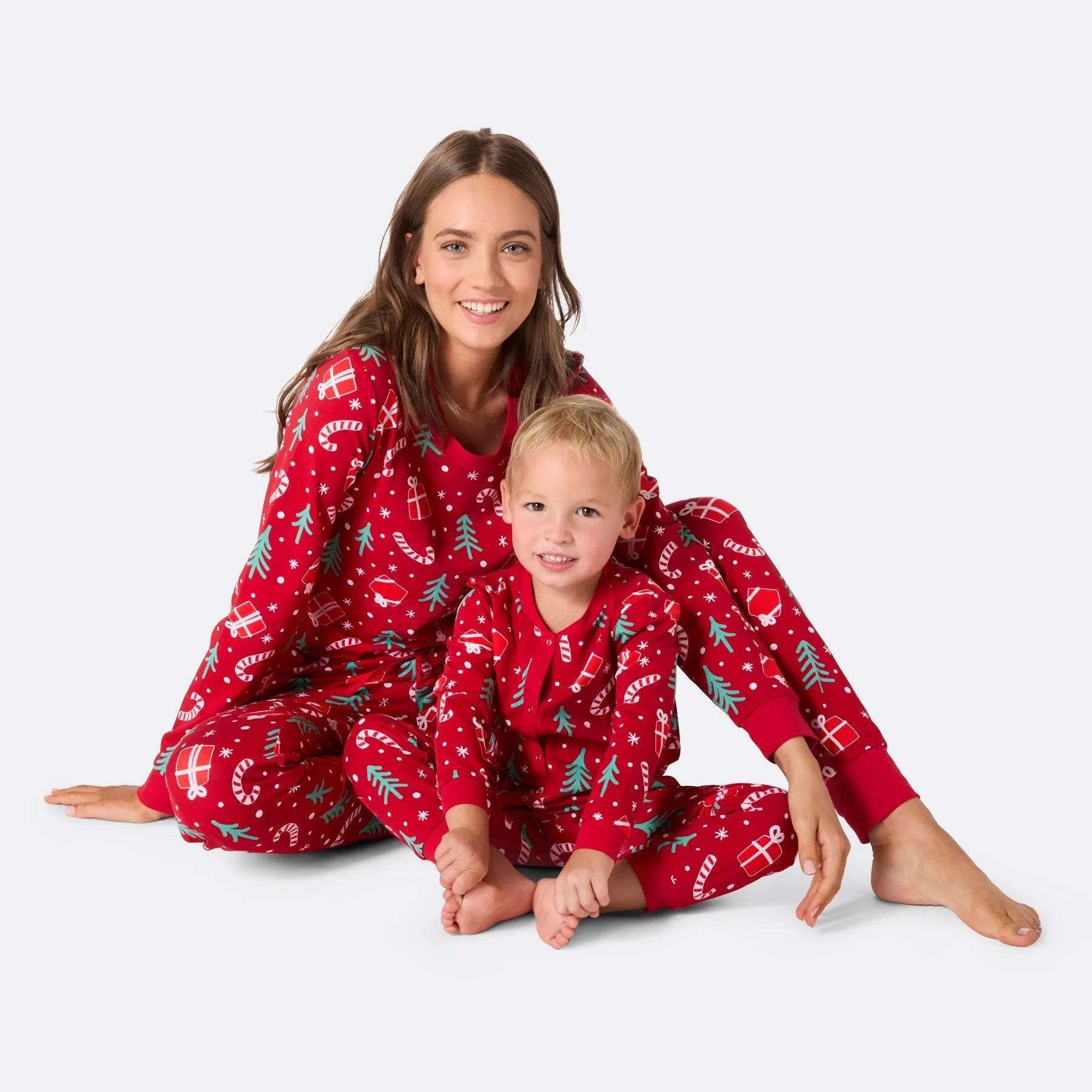 Rotes Weihnachtsmuster Overall Weihnachtspyjama Kinder