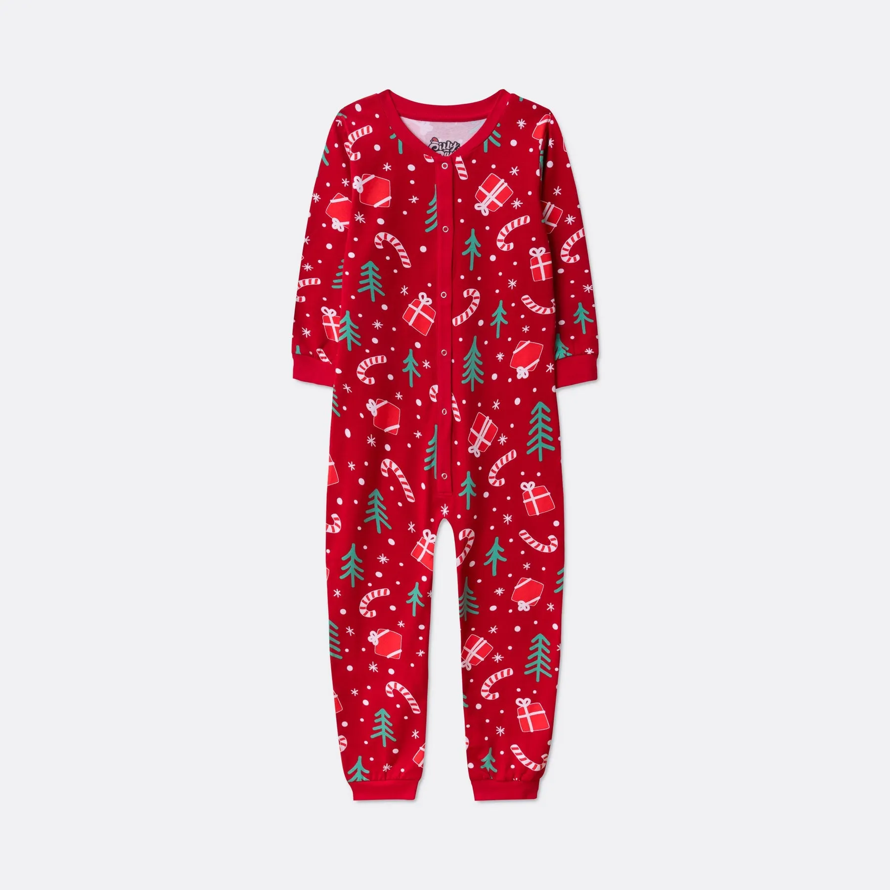 Rotes Weihnachtsmuster Overall Weihnachtspyjama Kinder