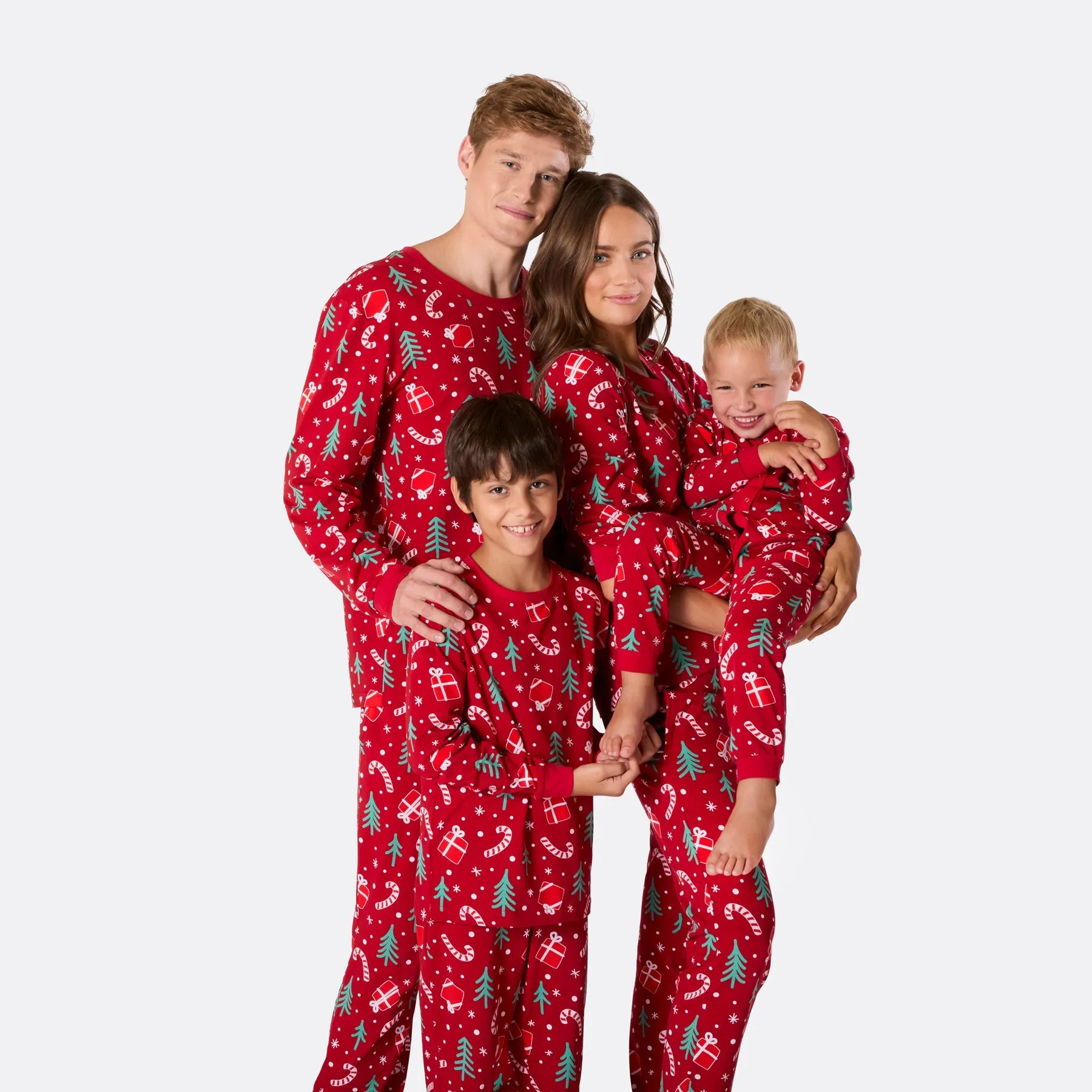 Rotes Weihnachtsmuster Overall Weihnachtspyjama Kinder