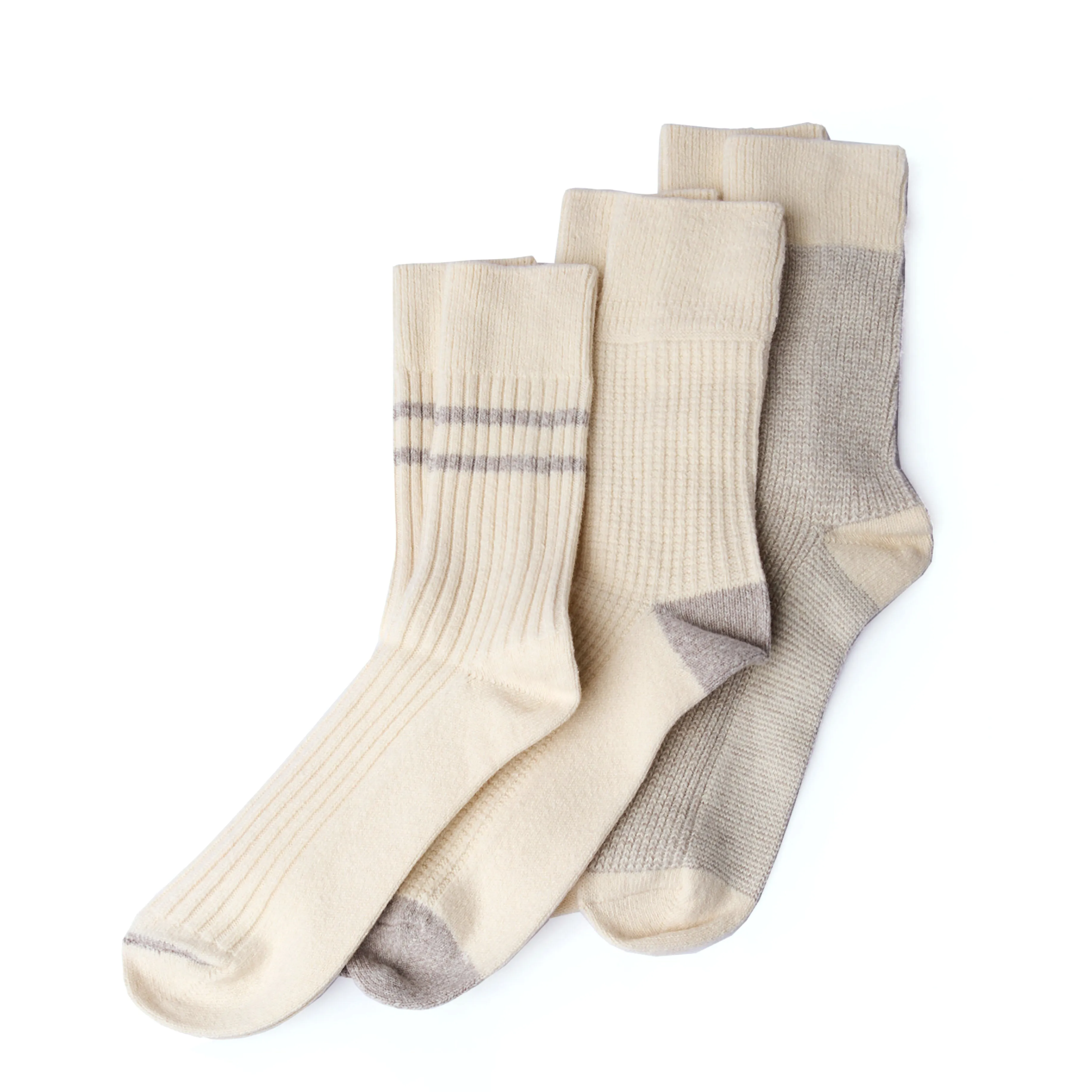 Rototo Recycle Cotton / Wool Daily 3 Pack Socks Off White / Gray