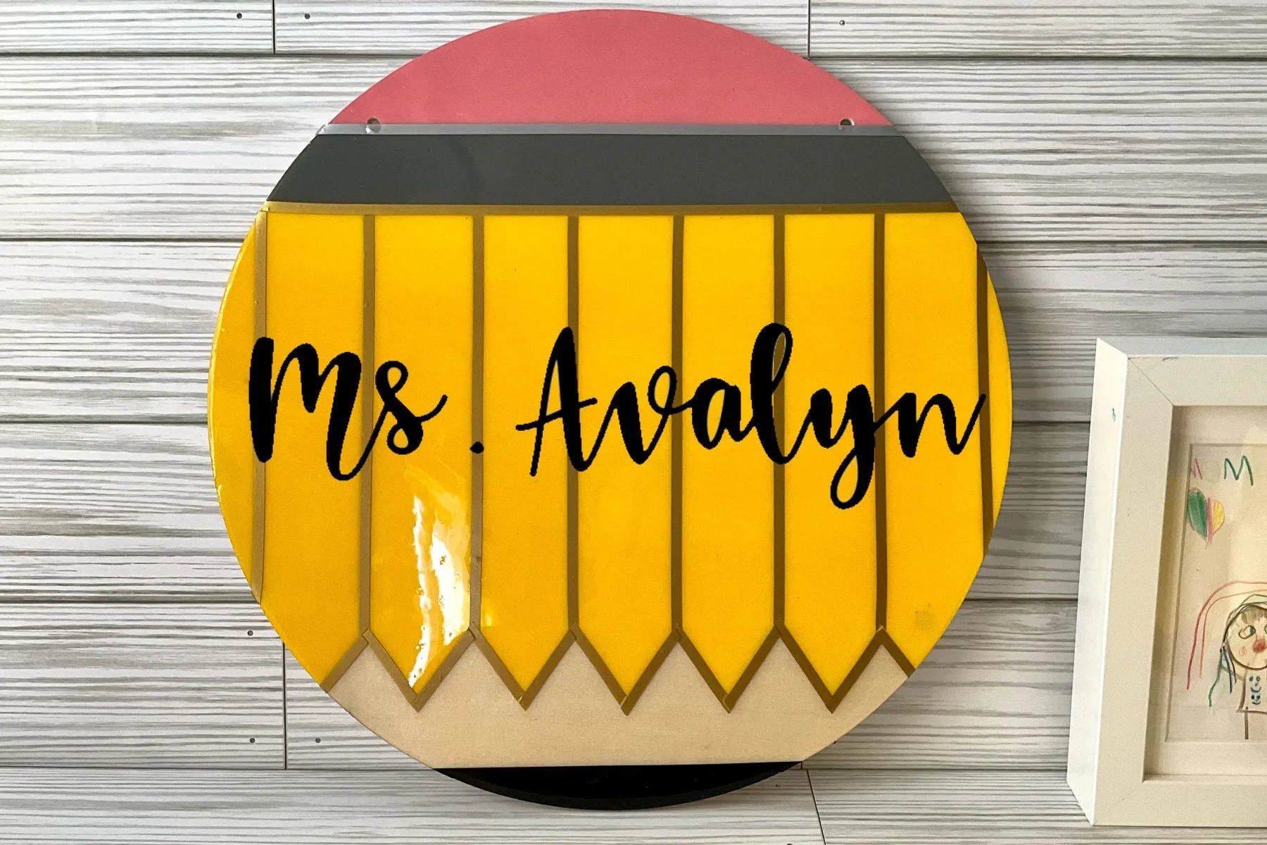 Round Pencil Door Sign | Personalized Teacher Gifts | Teacher Name Sign | Unique Classroom Decor