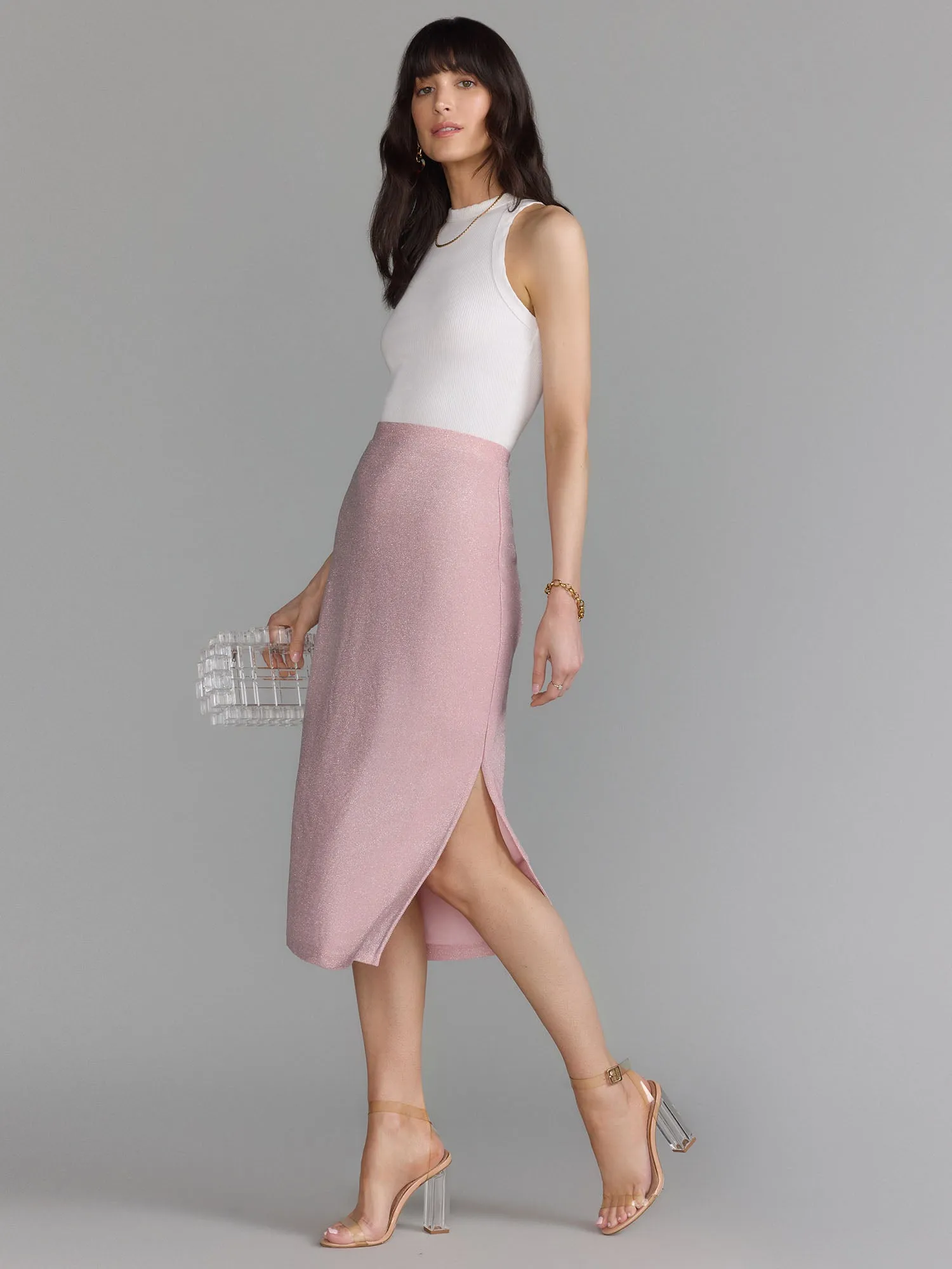 Side Slit Knit Pencil Skirt