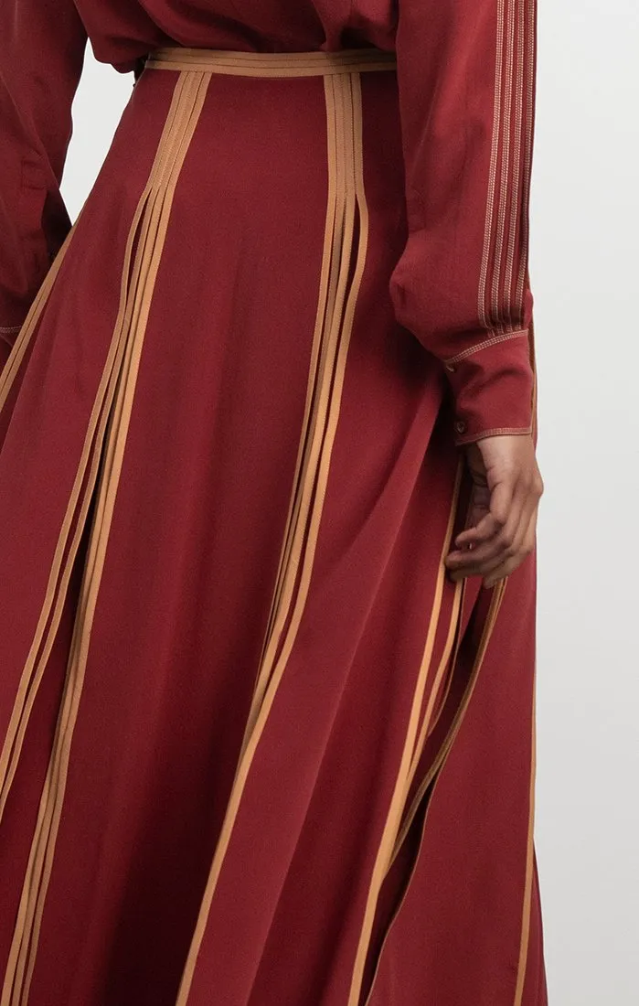 Silk Skirt with Partially Opened Pleats