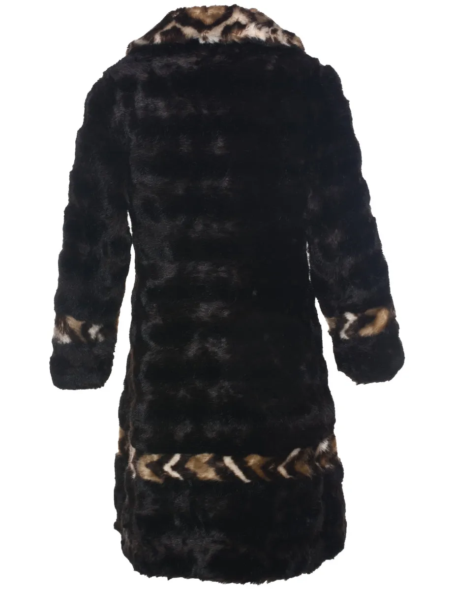 Single Breasted Faux Fur Coat - S