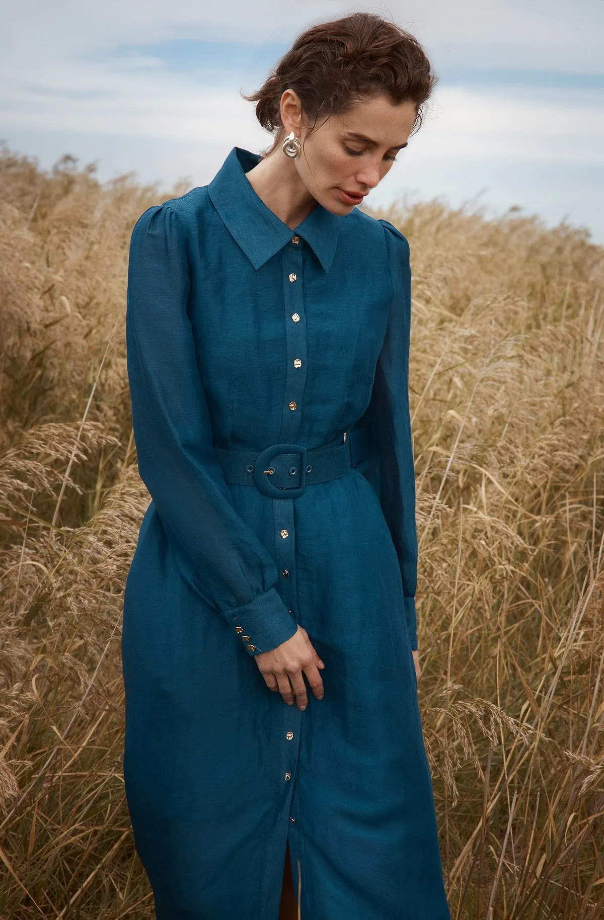 Sofia Irina Maxi Shirt Dress - Sailor Blue