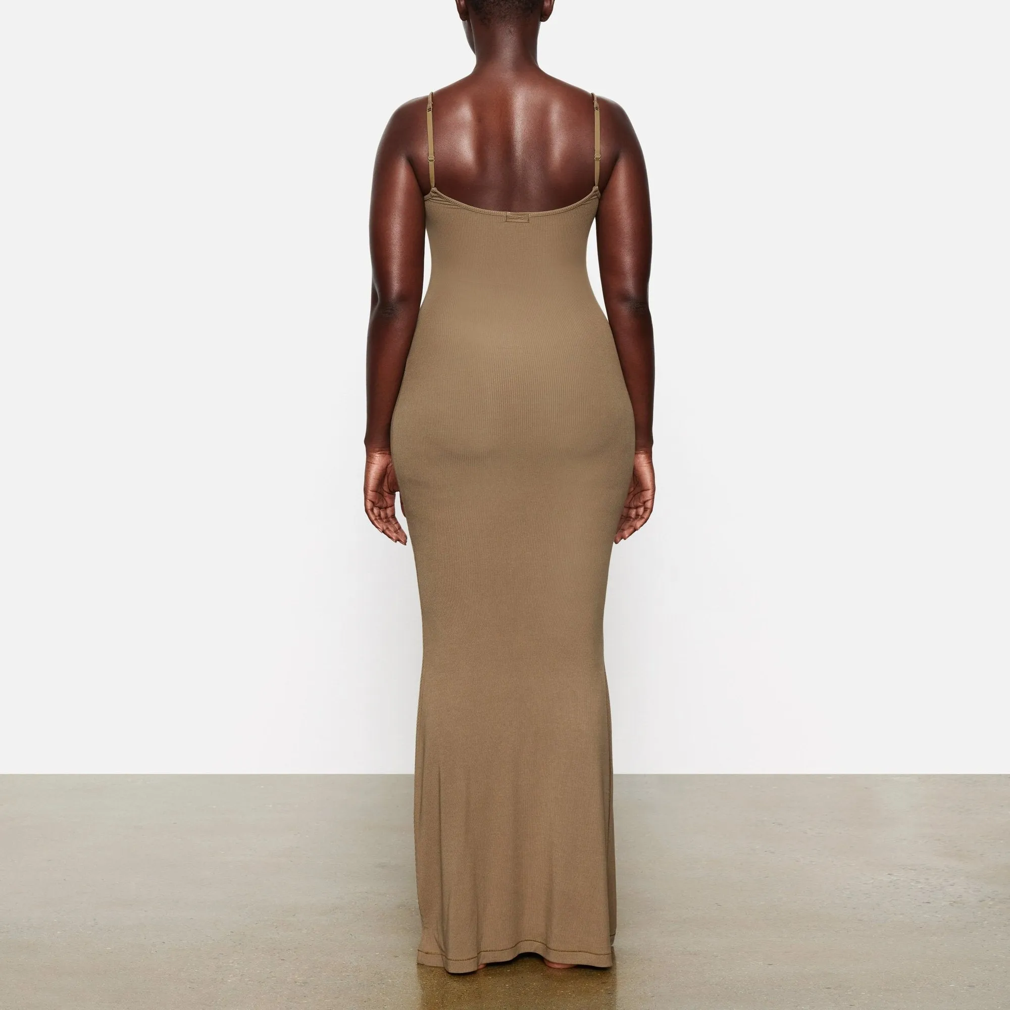 SOFT LOUNGE LONG SLIP DRESS | ARMY