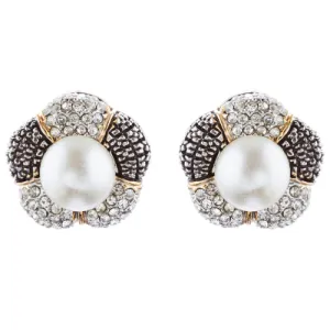 Sophisticated Classic Gorgeous Two-Tone Crystal Rhinestone Earrings E994 GDSV