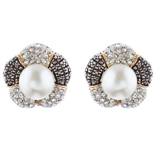 Sophisticated Classic Gorgeous Two-Tone Crystal Rhinestone Earrings E994 GDSV