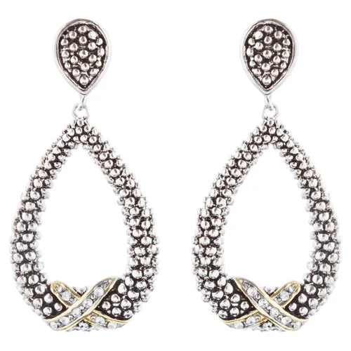 Sophisticated Classic Gorgeous Two-Tone Crystal Rhinestone Earrings E995 GDSV