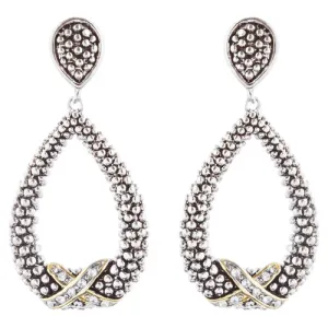 Sophisticated Classic Gorgeous Two-Tone Crystal Rhinestone Earrings E995 GDSV