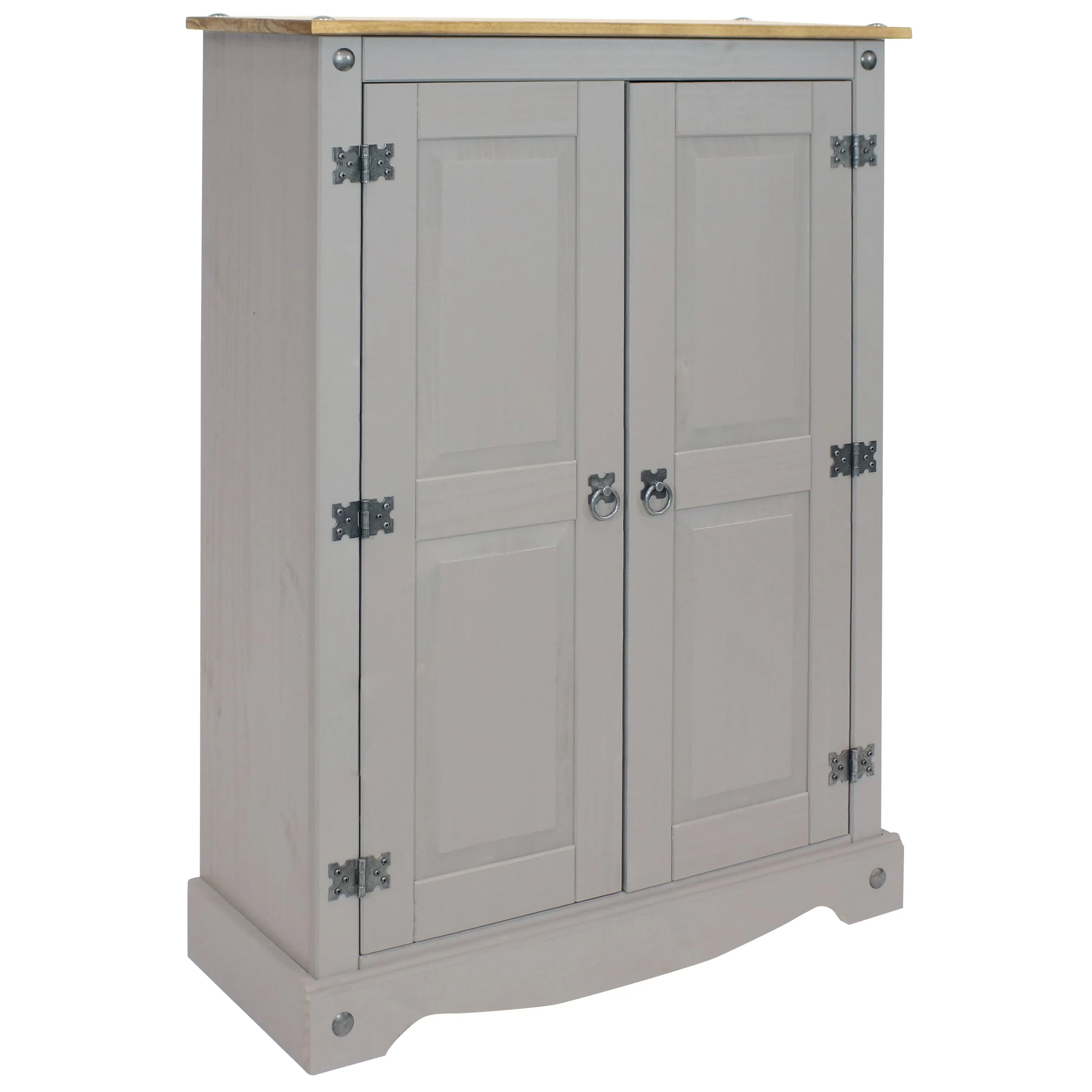 Sunnydaze 2-Door, 2-Shelf Solid Pine Storage Cupboard - Gray - 43" H