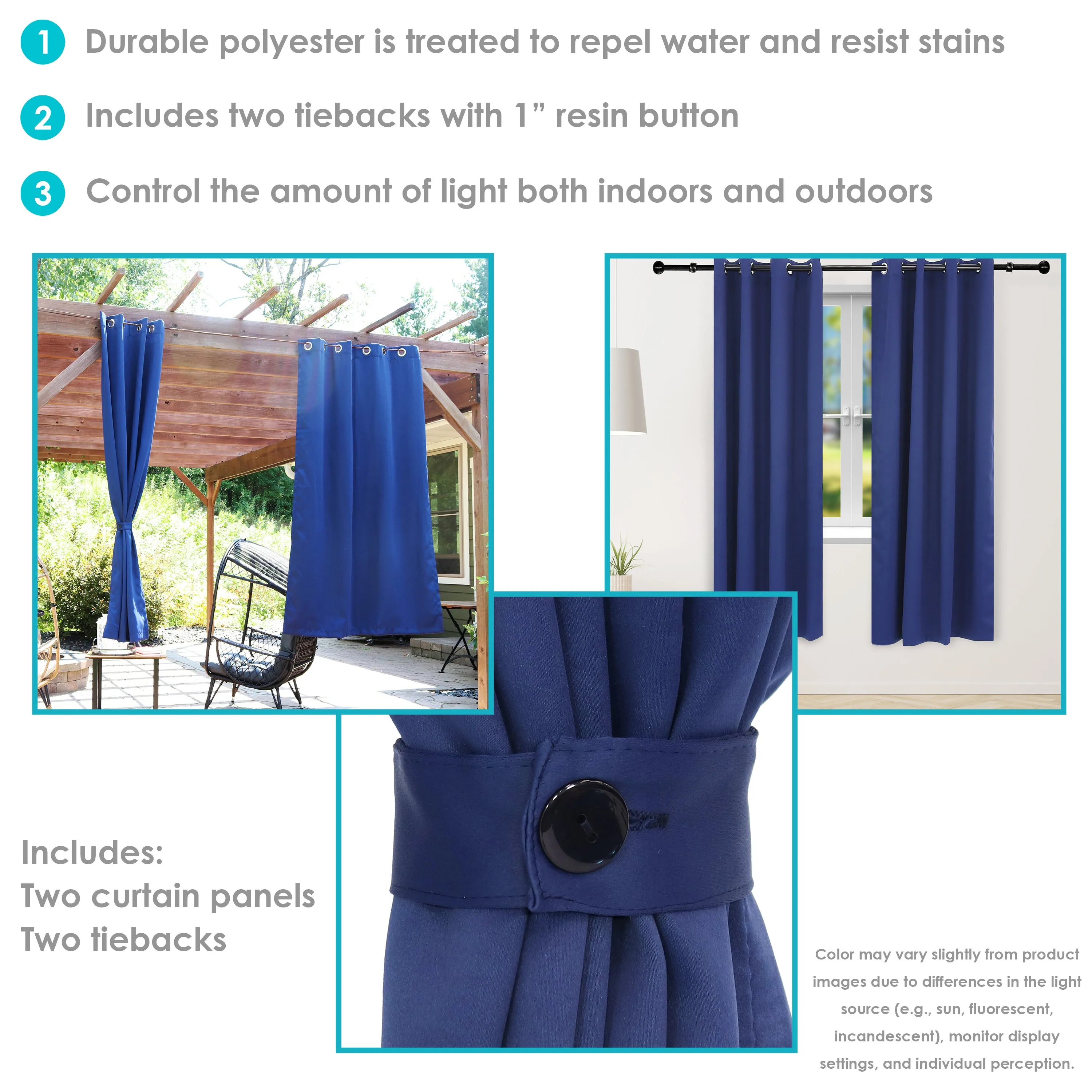Sunnydaze Outdoor Blackout Curtain Panels with Grommet Top
