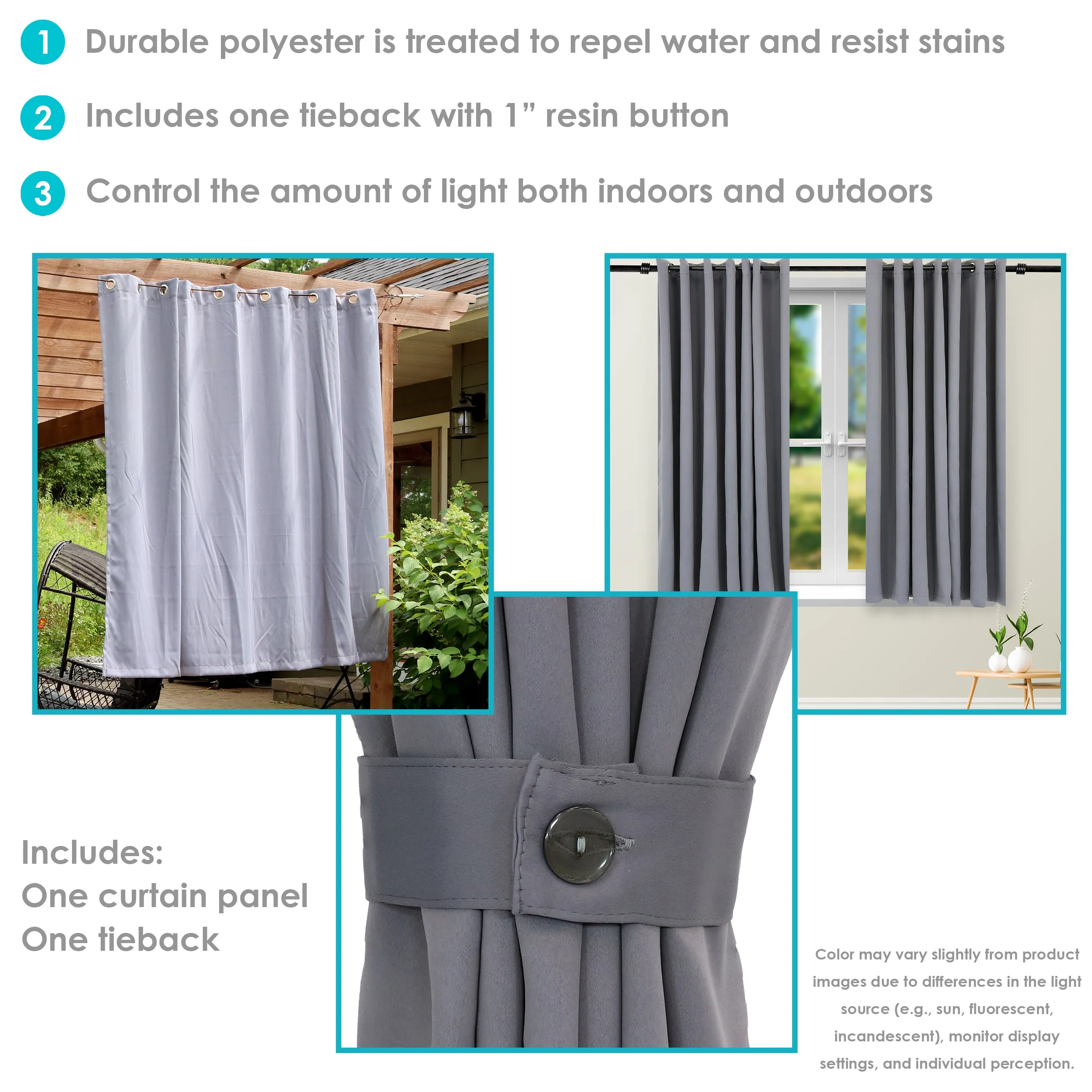 Sunnydaze Outdoor Blackout Curtain Panels with Grommet Top