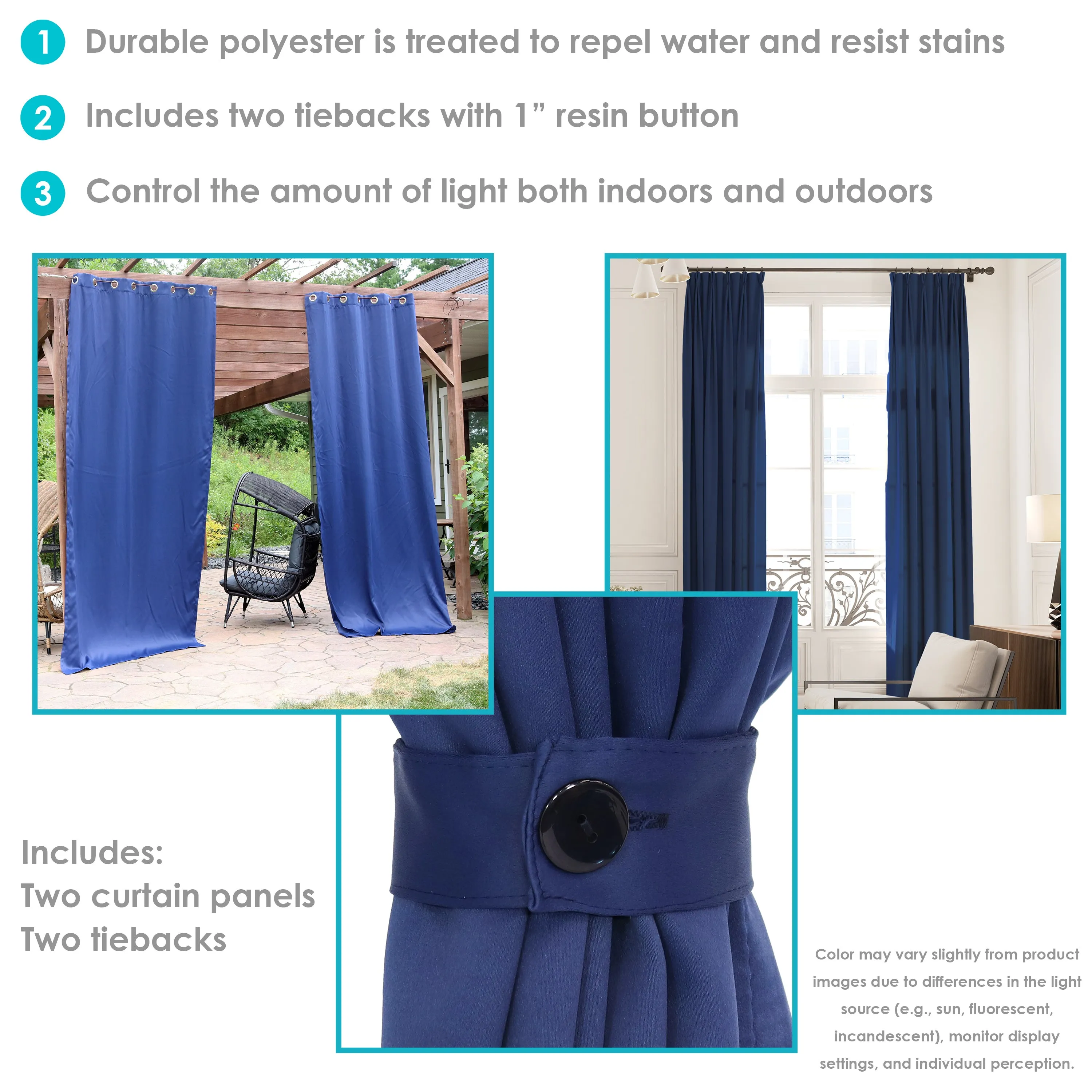 Sunnydaze Outdoor Blackout Curtain Panels with Grommet Top