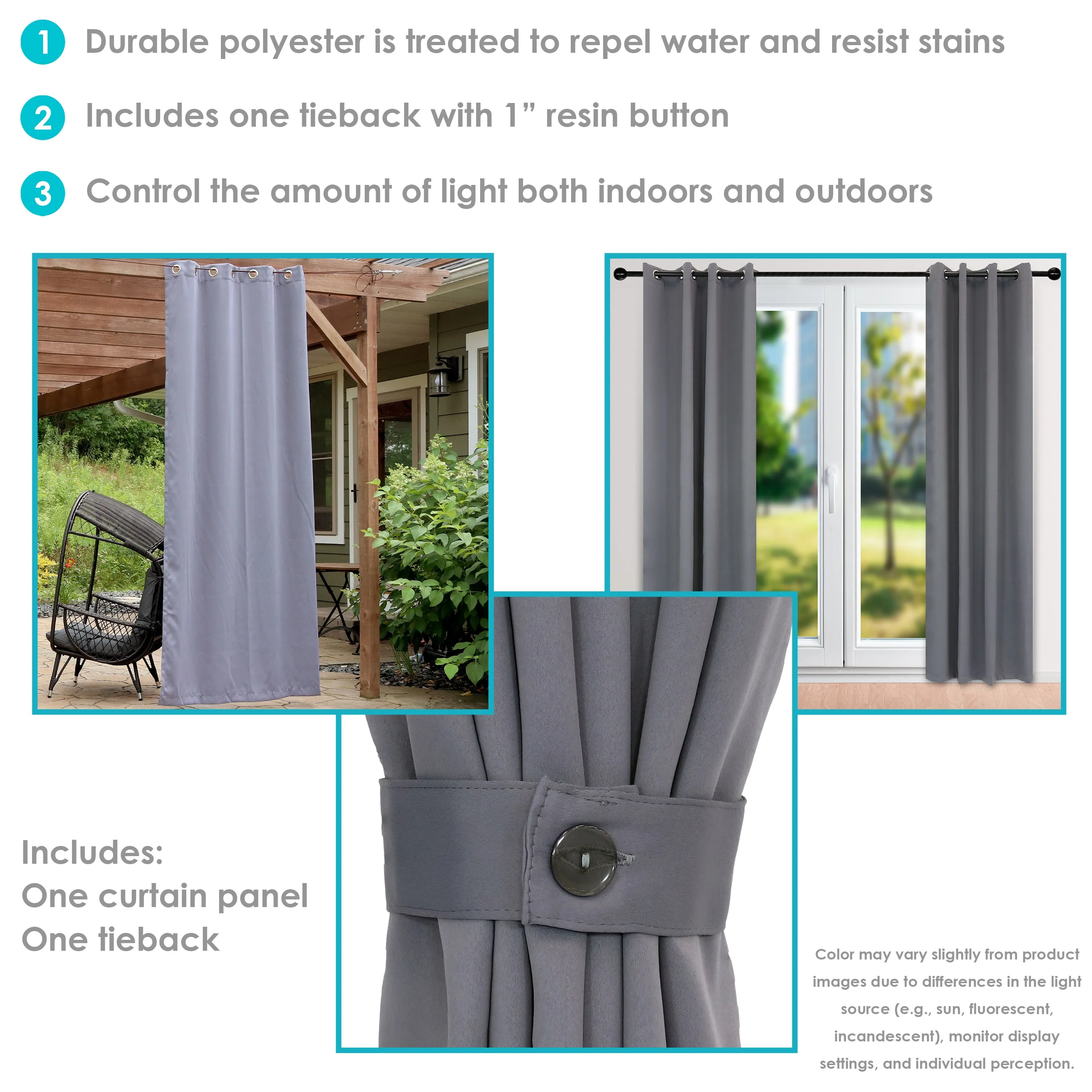 Sunnydaze Outdoor Blackout Curtain Panels with Grommet Top