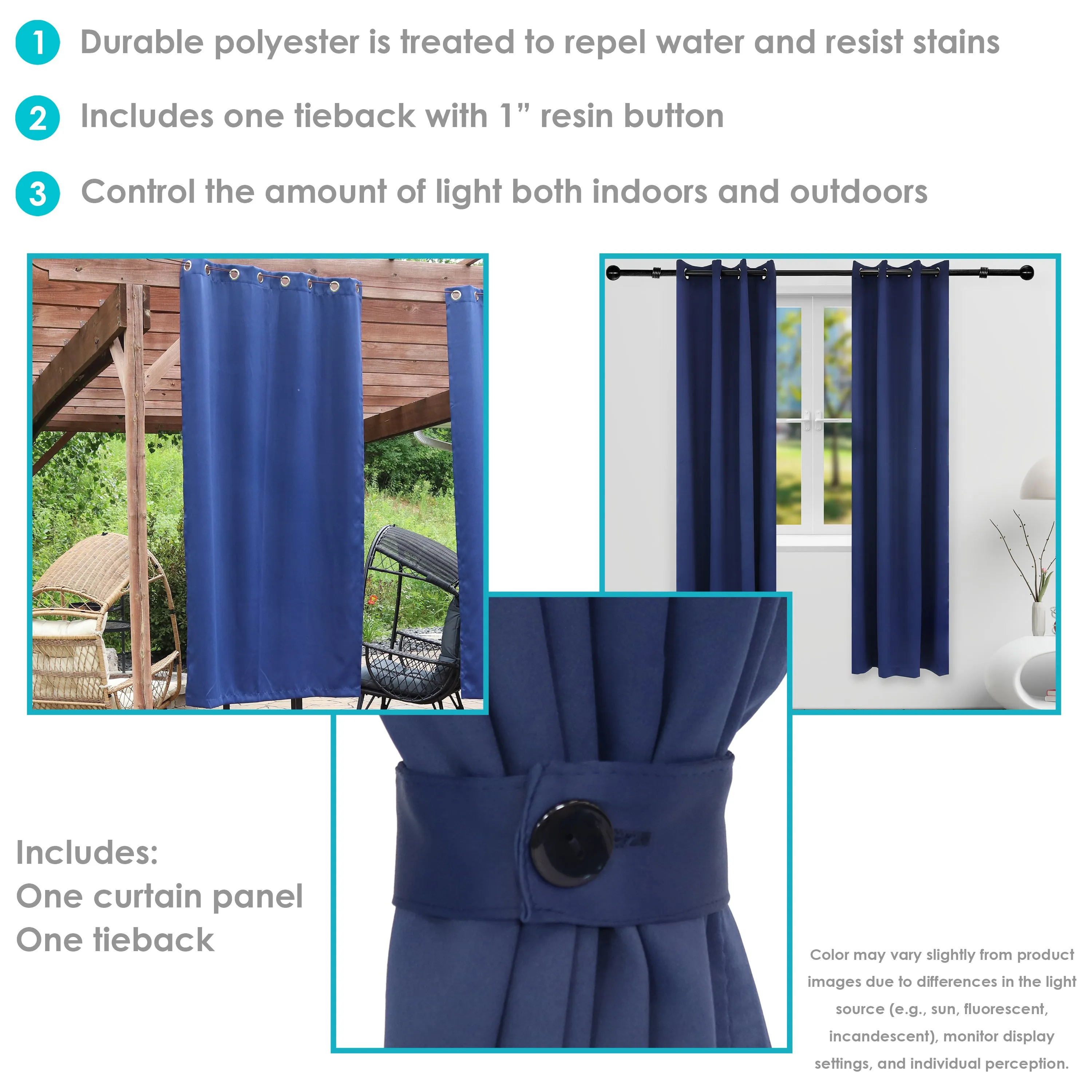 Sunnydaze Outdoor Blackout Curtain Panels with Grommet Top
