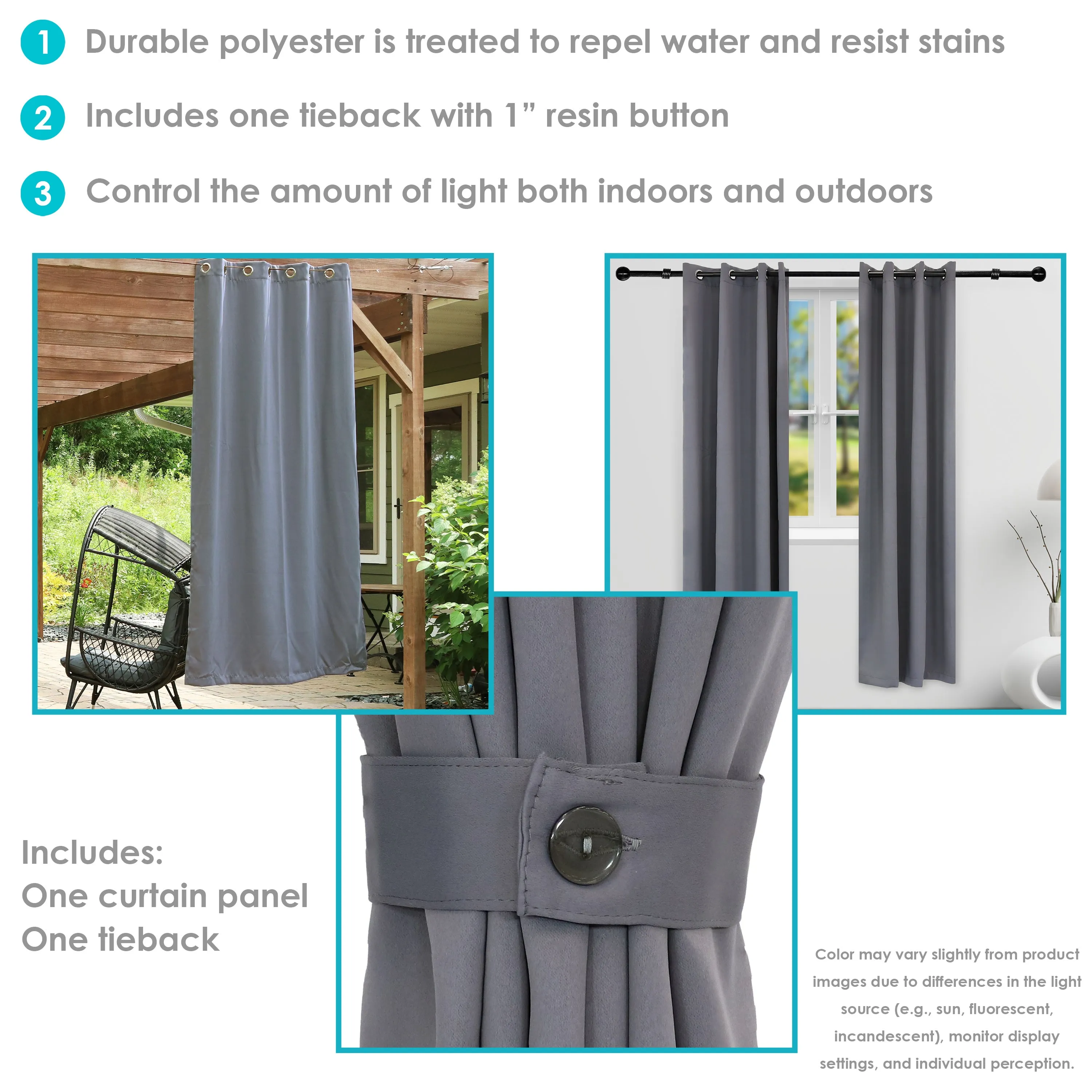 Sunnydaze Outdoor Blackout Curtain Panels with Grommet Top