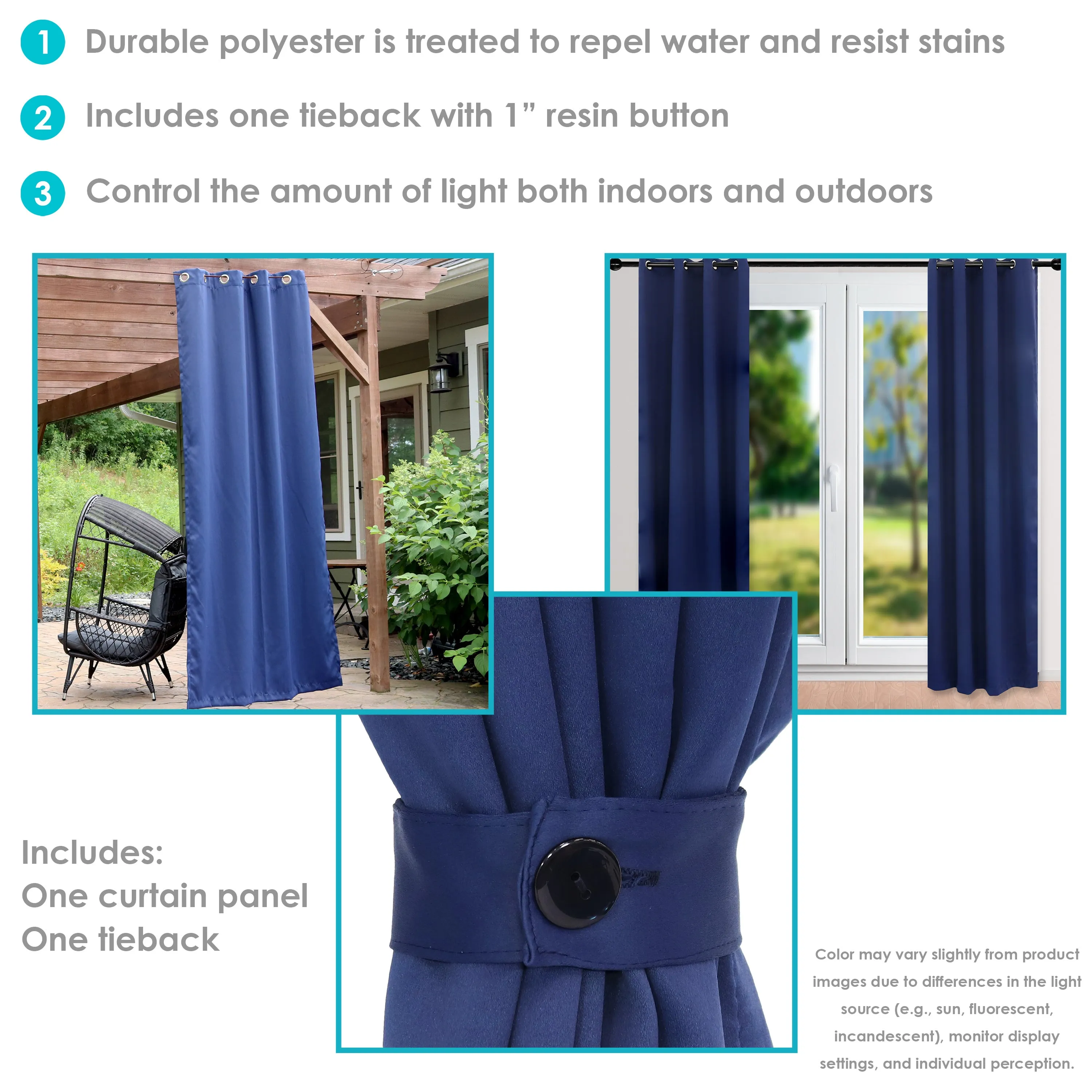 Sunnydaze Outdoor Blackout Curtain Panels with Grommet Top