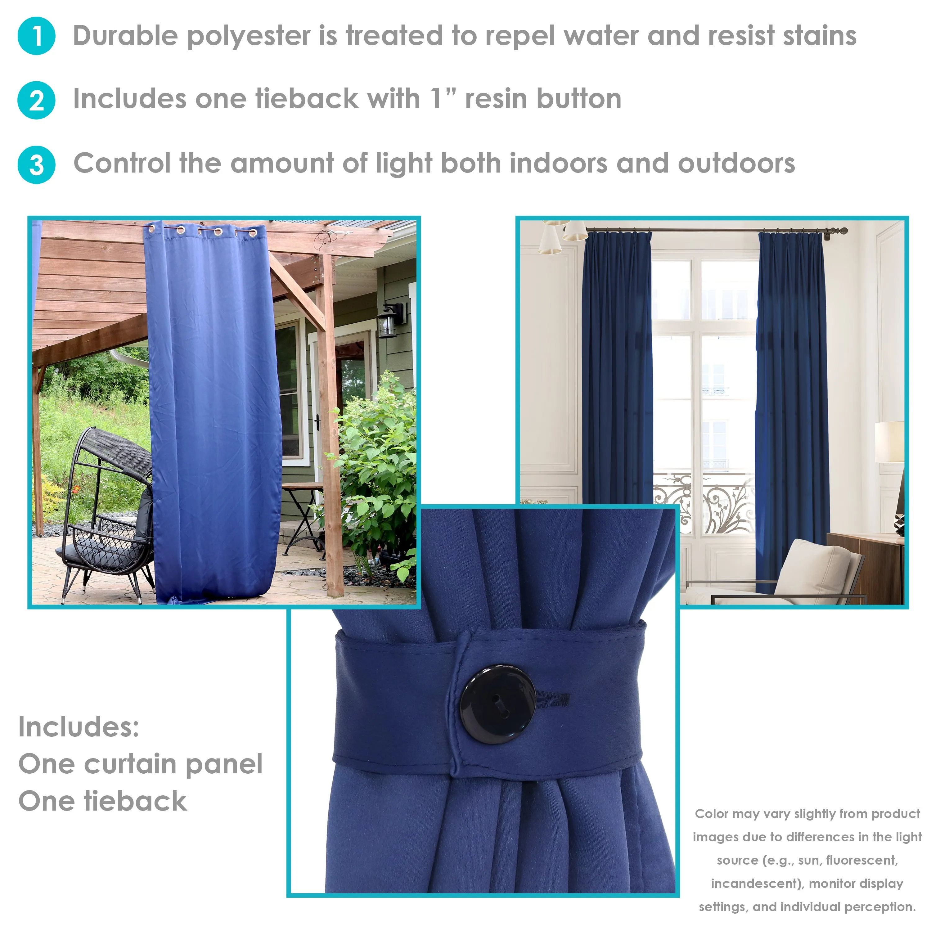 Sunnydaze Outdoor Blackout Curtain Panels with Grommet Top