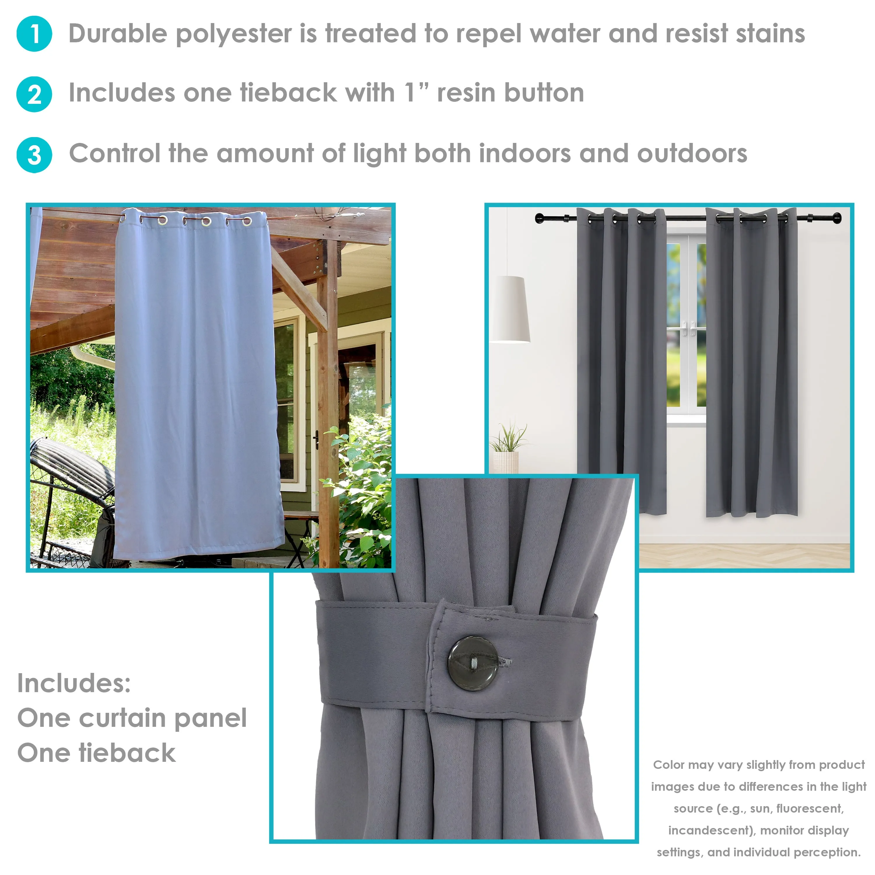 Sunnydaze Outdoor Blackout Curtain Panels with Grommet Top