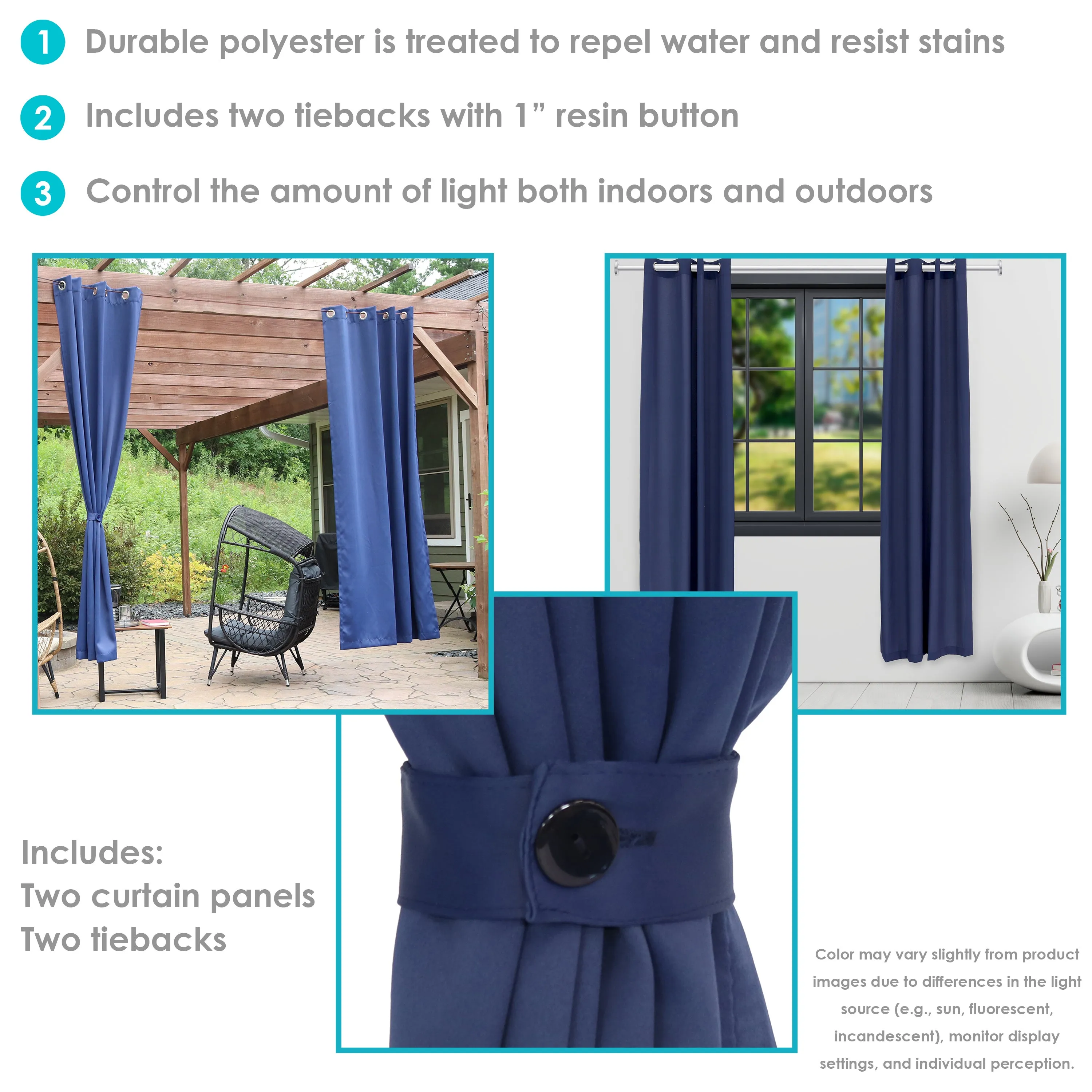 Sunnydaze Outdoor Blackout Curtain Panels with Grommet Top