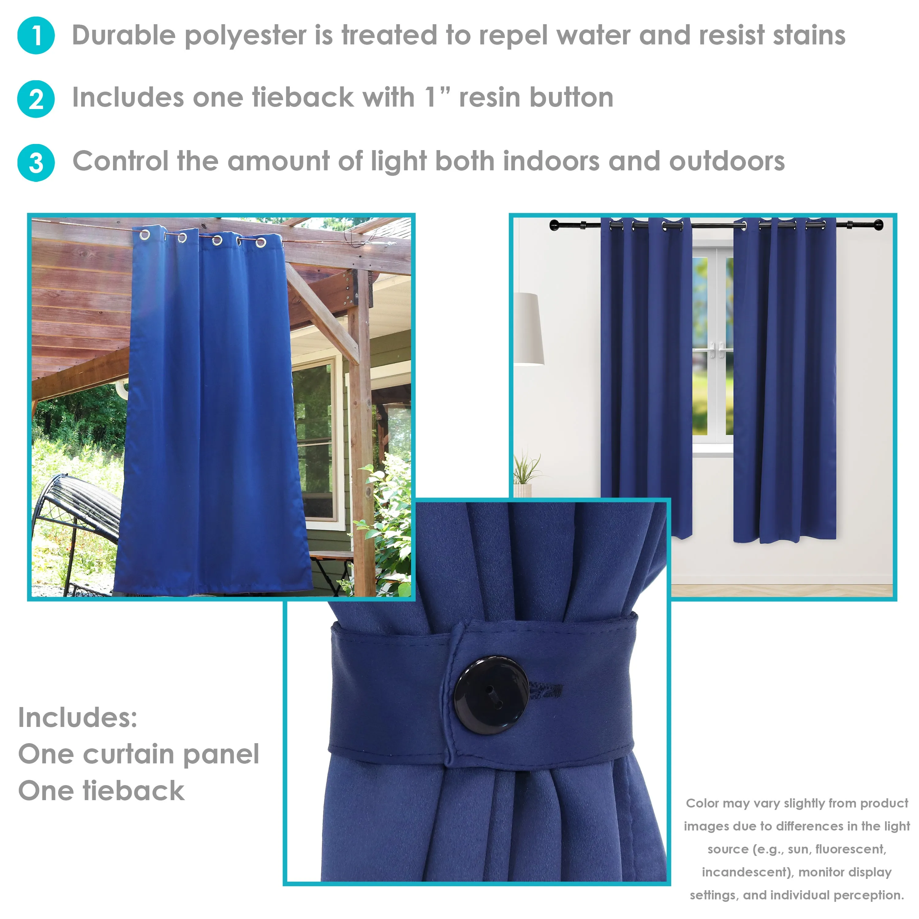 Sunnydaze Outdoor Blackout Curtain Panels with Grommet Top
