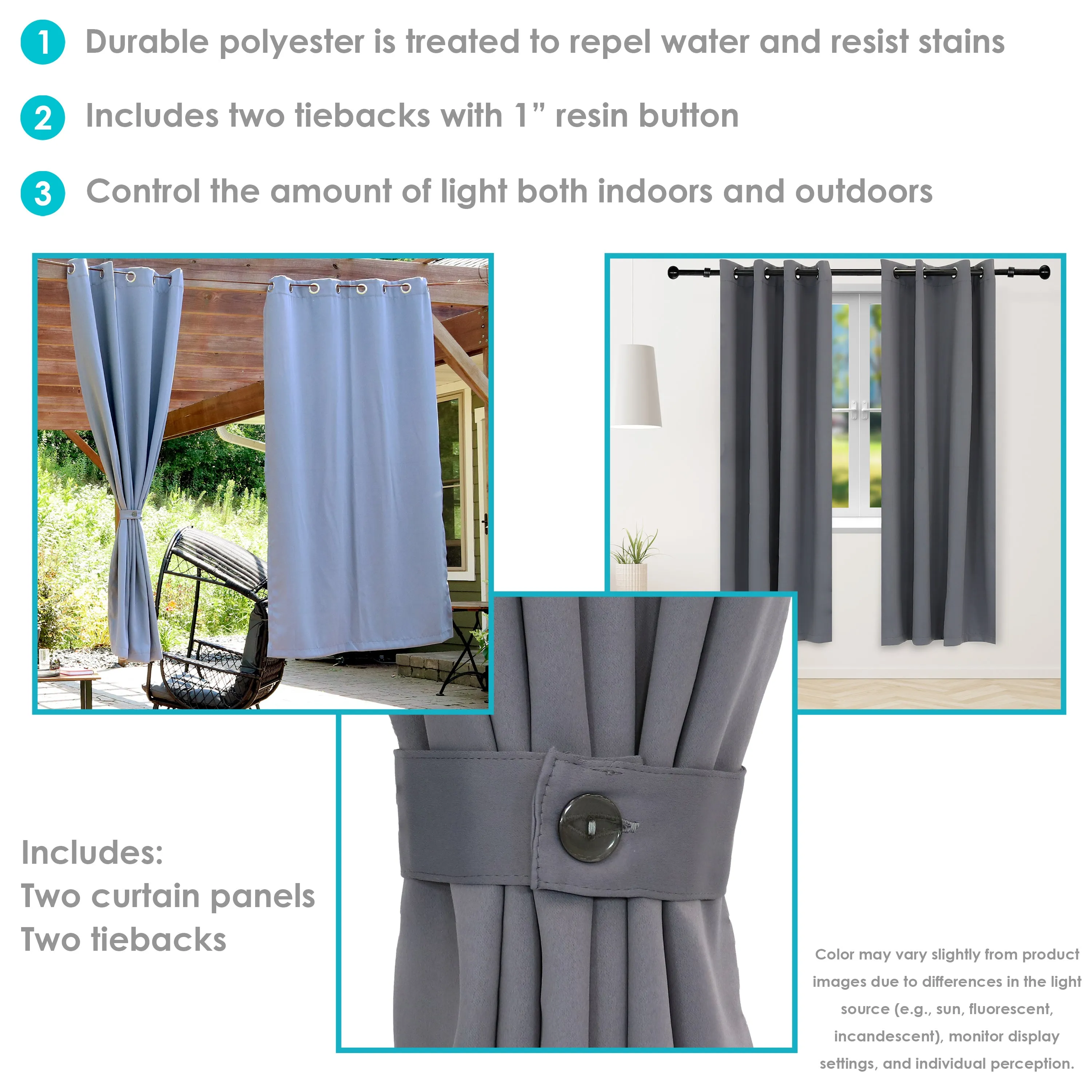 Sunnydaze Outdoor Blackout Curtain Panels with Grommet Top