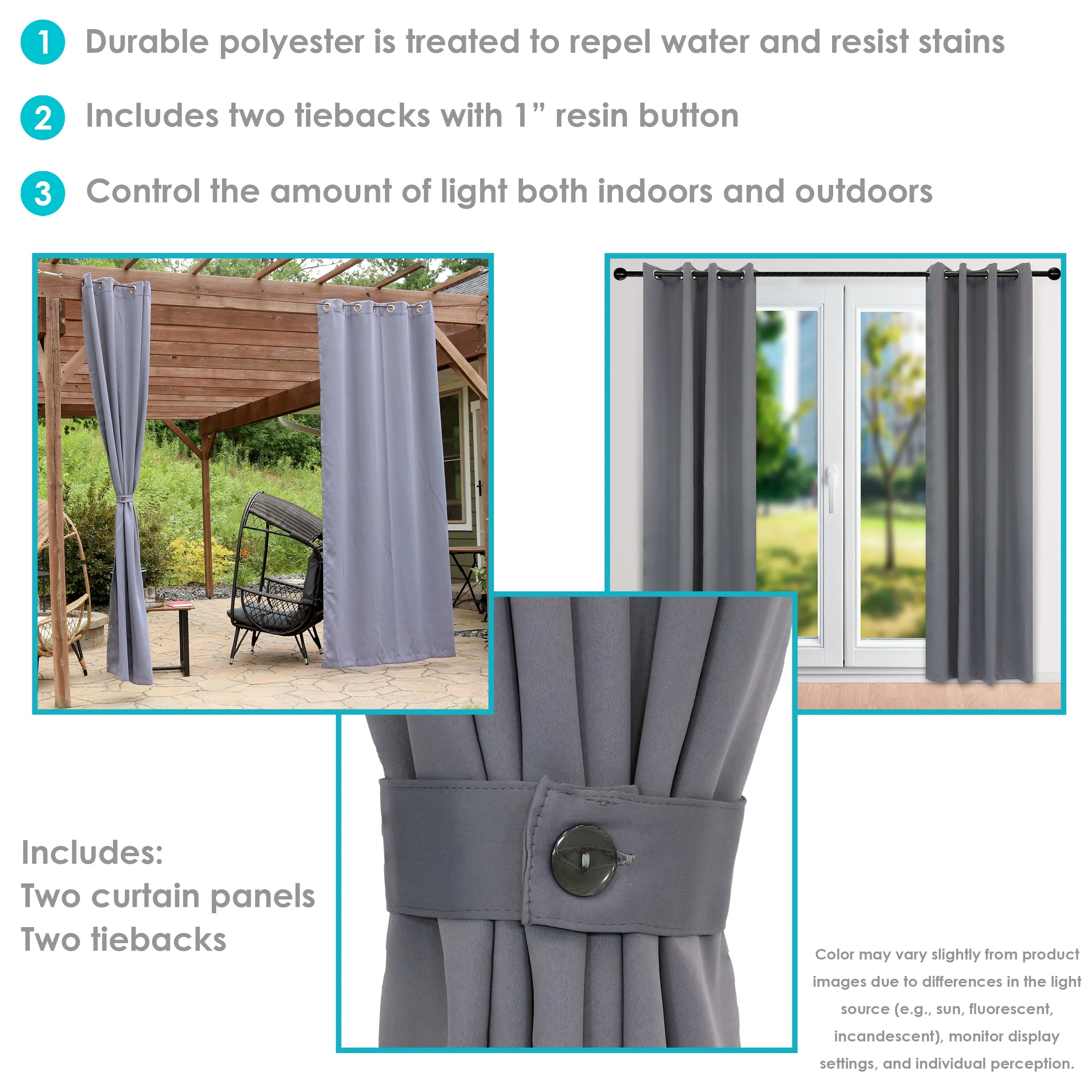 Sunnydaze Outdoor Blackout Curtain Panels with Grommet Top