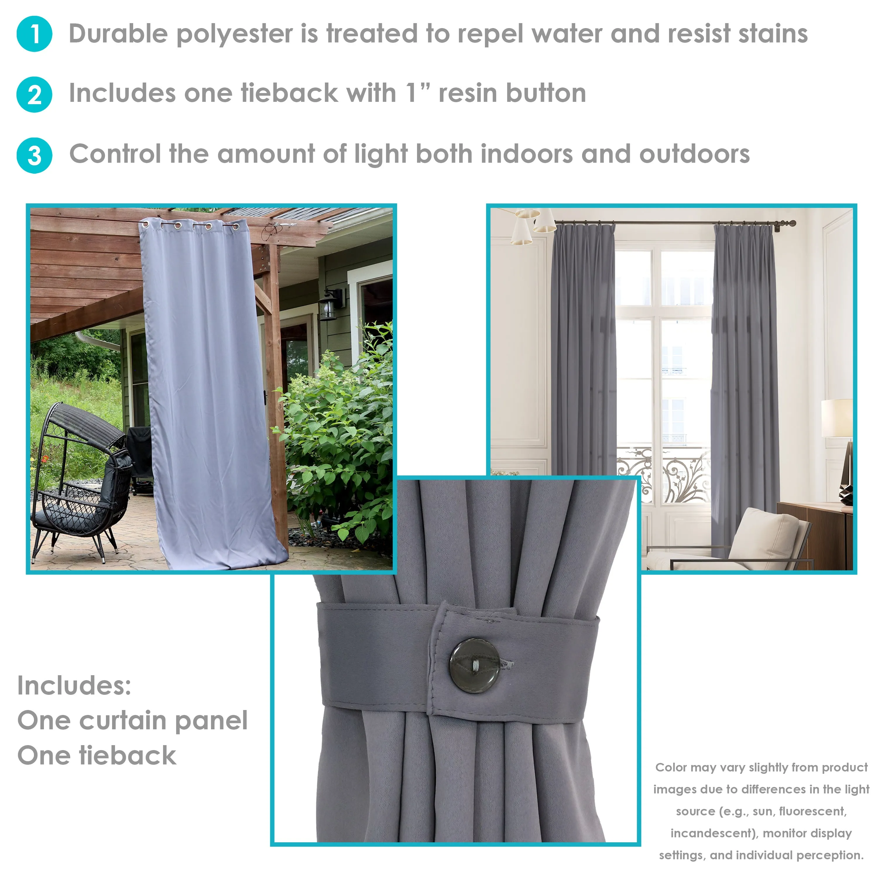 Sunnydaze Outdoor Blackout Curtain Panels with Grommet Top