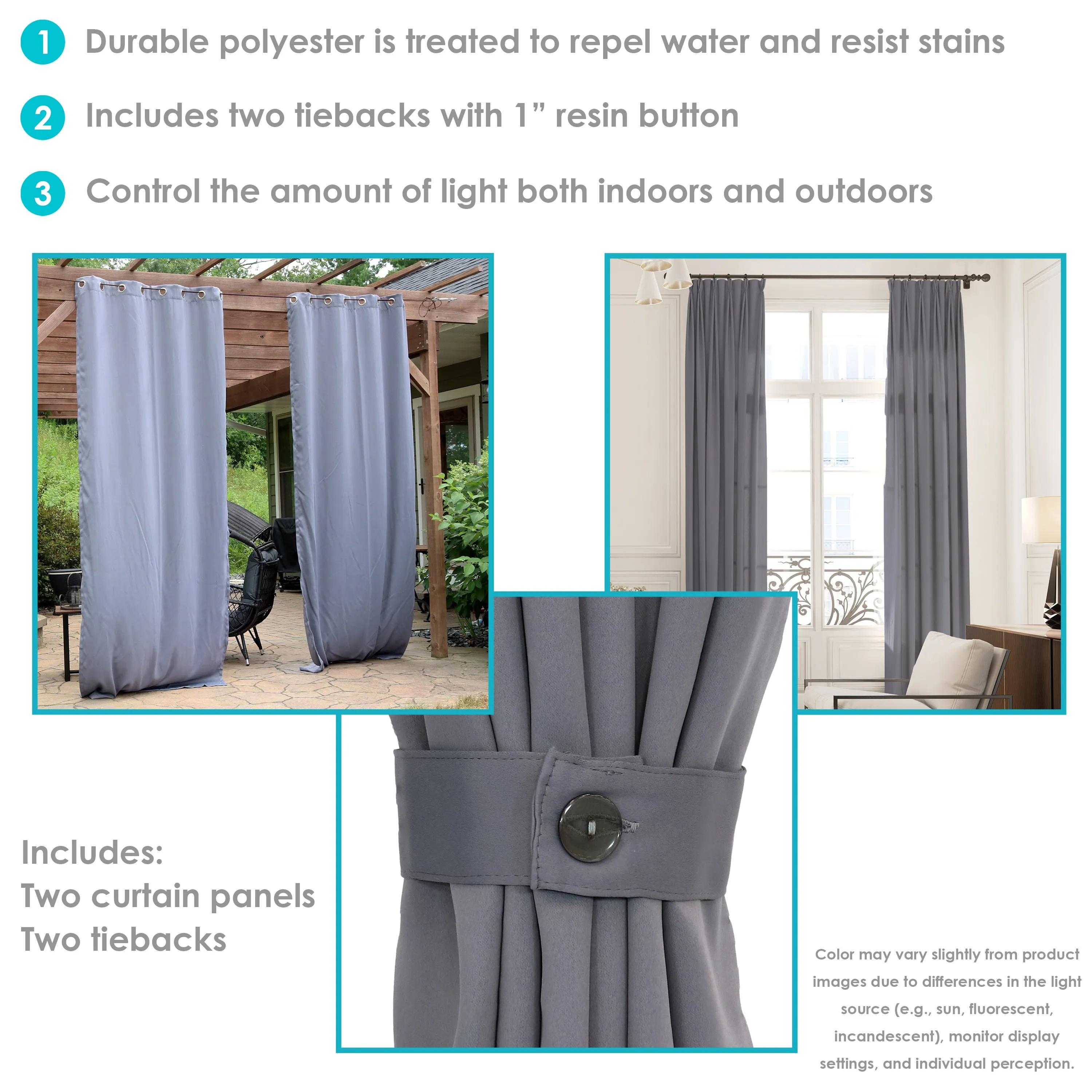 Sunnydaze Outdoor Blackout Curtain Panels with Grommet Top