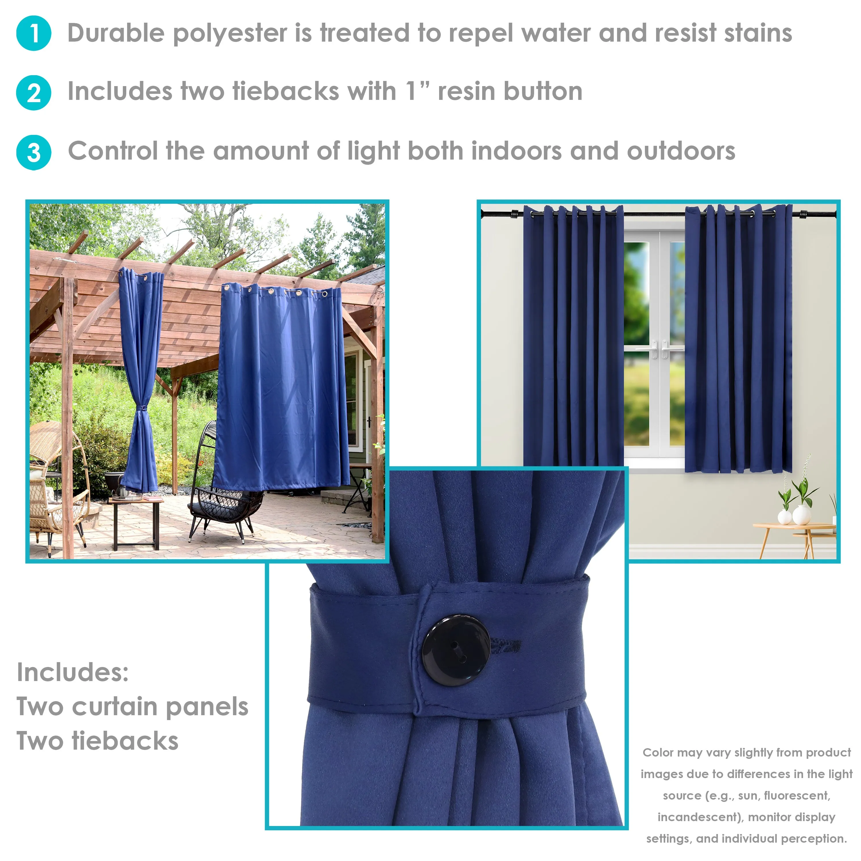Sunnydaze Outdoor Blackout Curtain Panels with Grommet Top