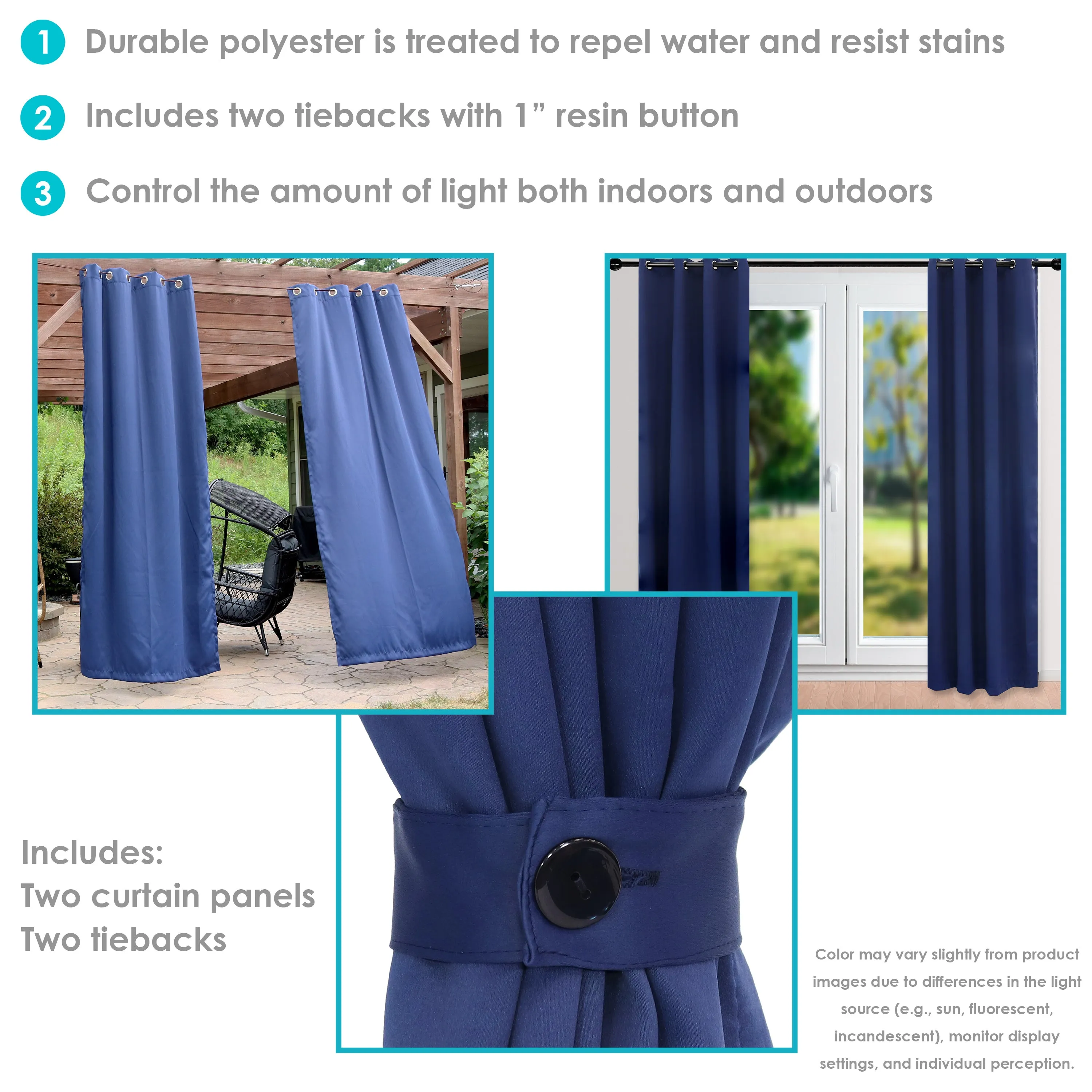 Sunnydaze Outdoor Blackout Curtain Panels with Grommet Top