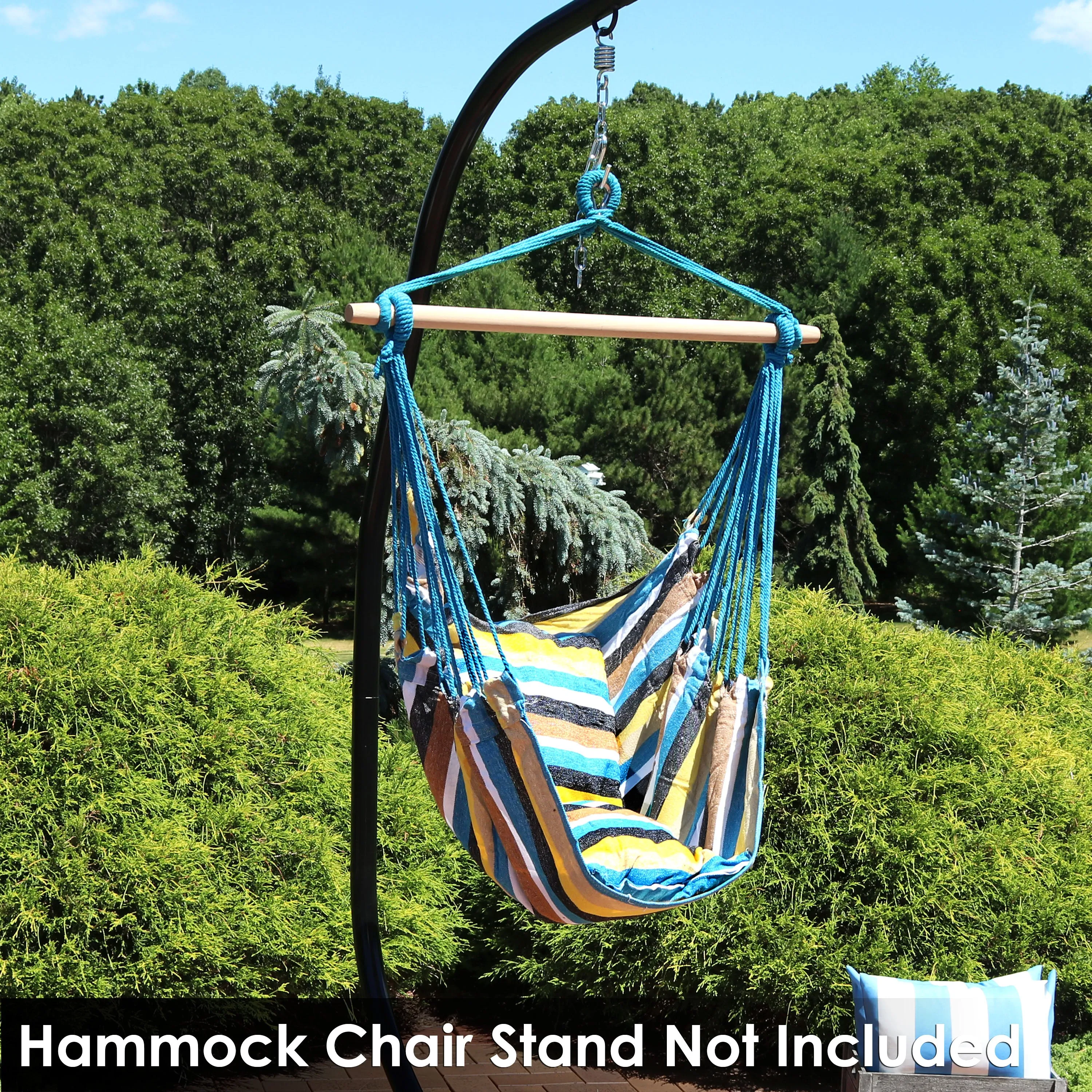 Sunnydaze Outdoor Hanging Hammock Chair Swing with 2 Cushions