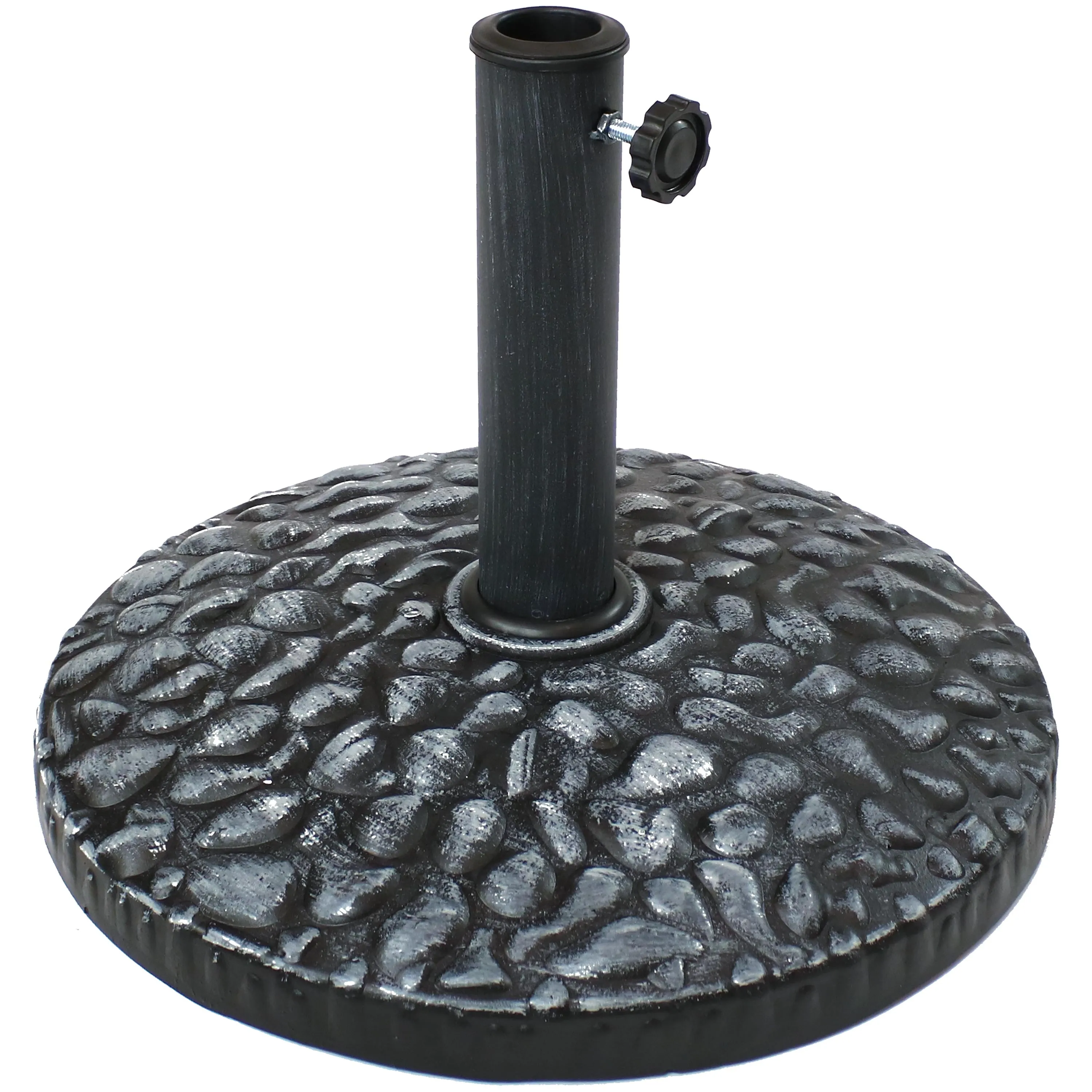 Sunnydaze Resin Patio Umbrella Base with Pebble Texture - 18" Diameter