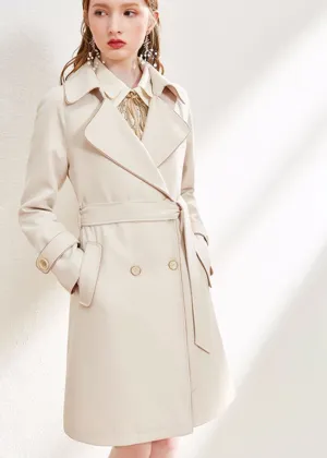 Tailored Belted Thigh Length Trench Coat